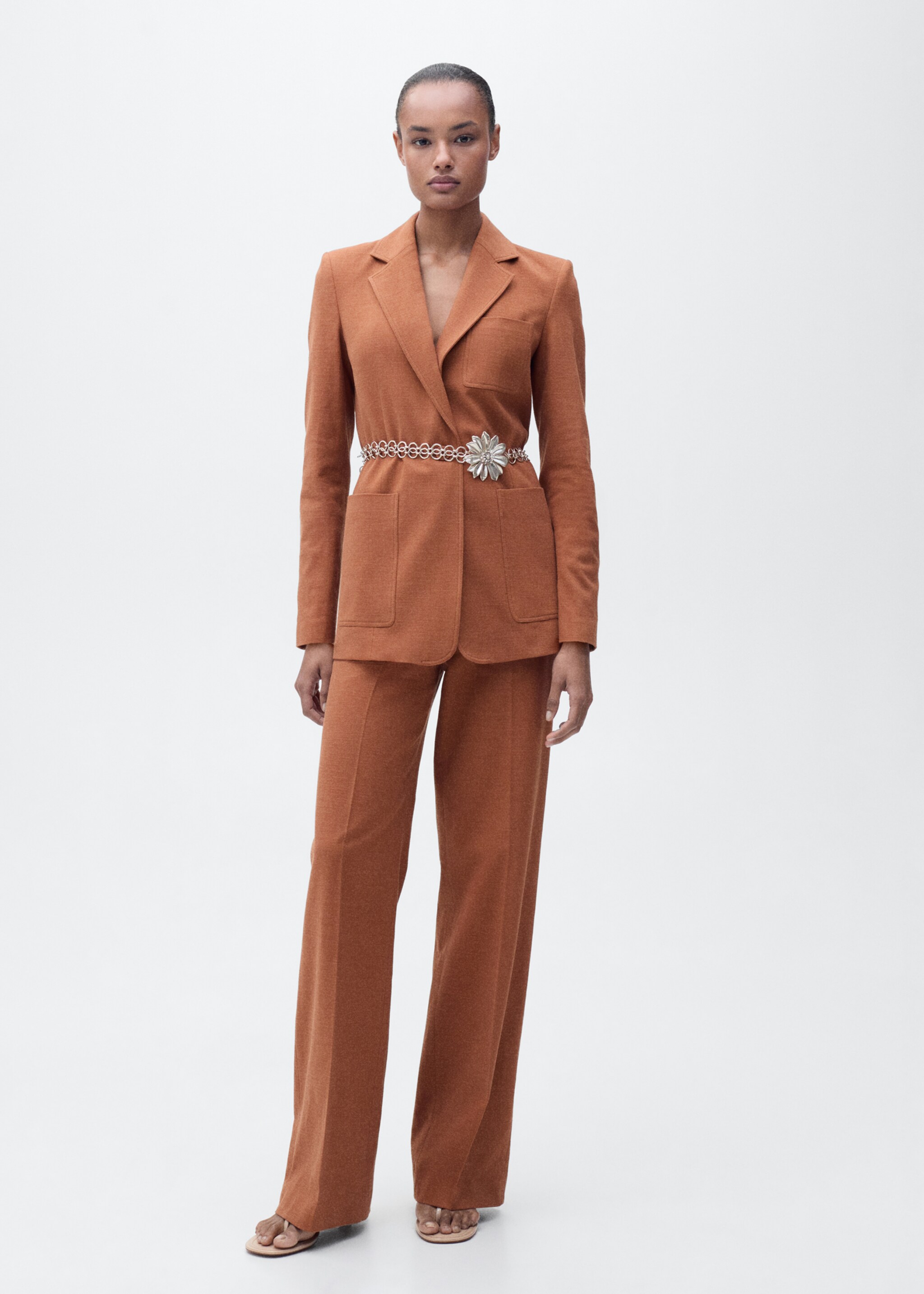 Cotton and linen-blend suit trousers - General plane