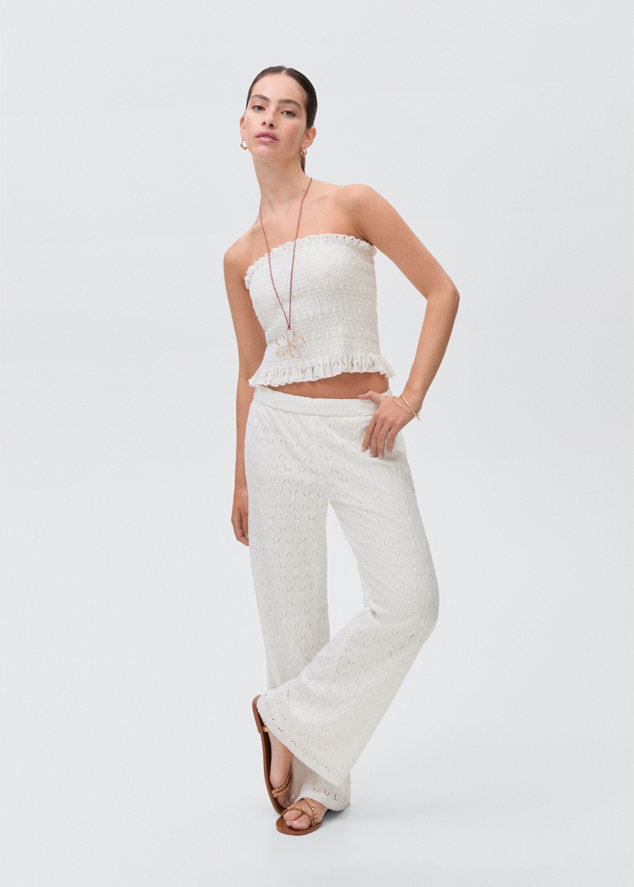 Swiss-embroidered trousers - General plane