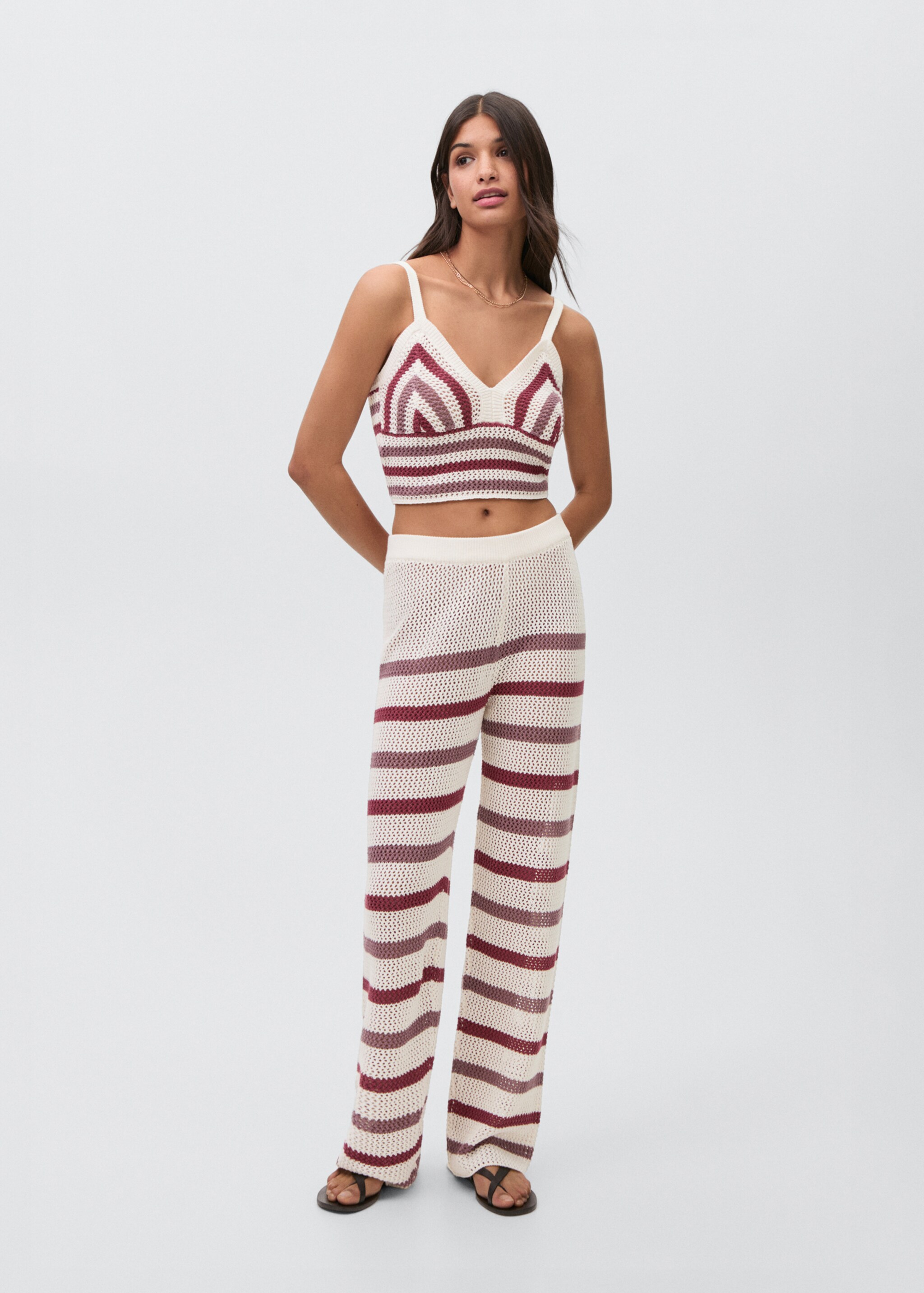 Pantalon en maille ajourée à rayures - Plan général
