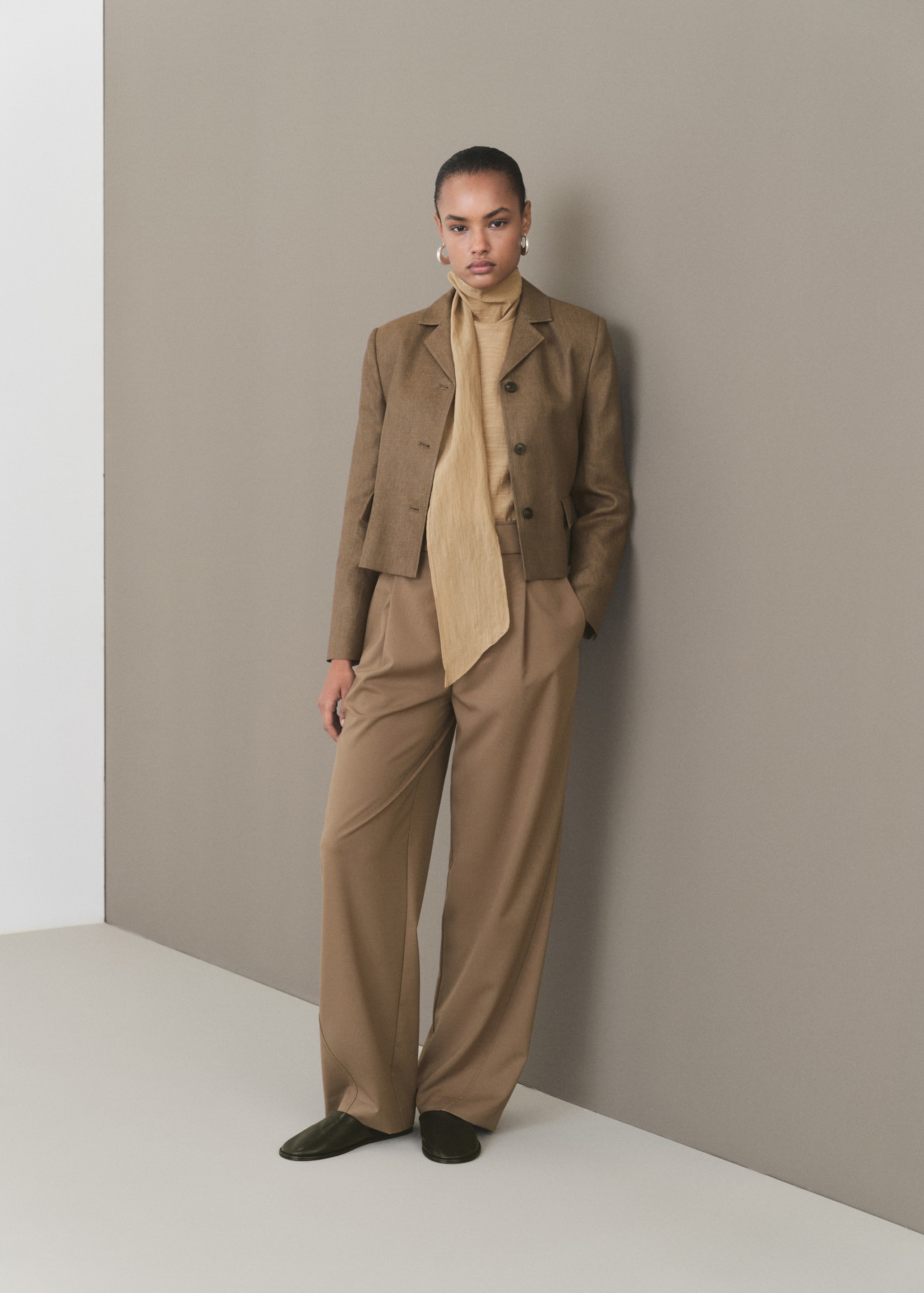 Linen-blend cropped jacket - General plane