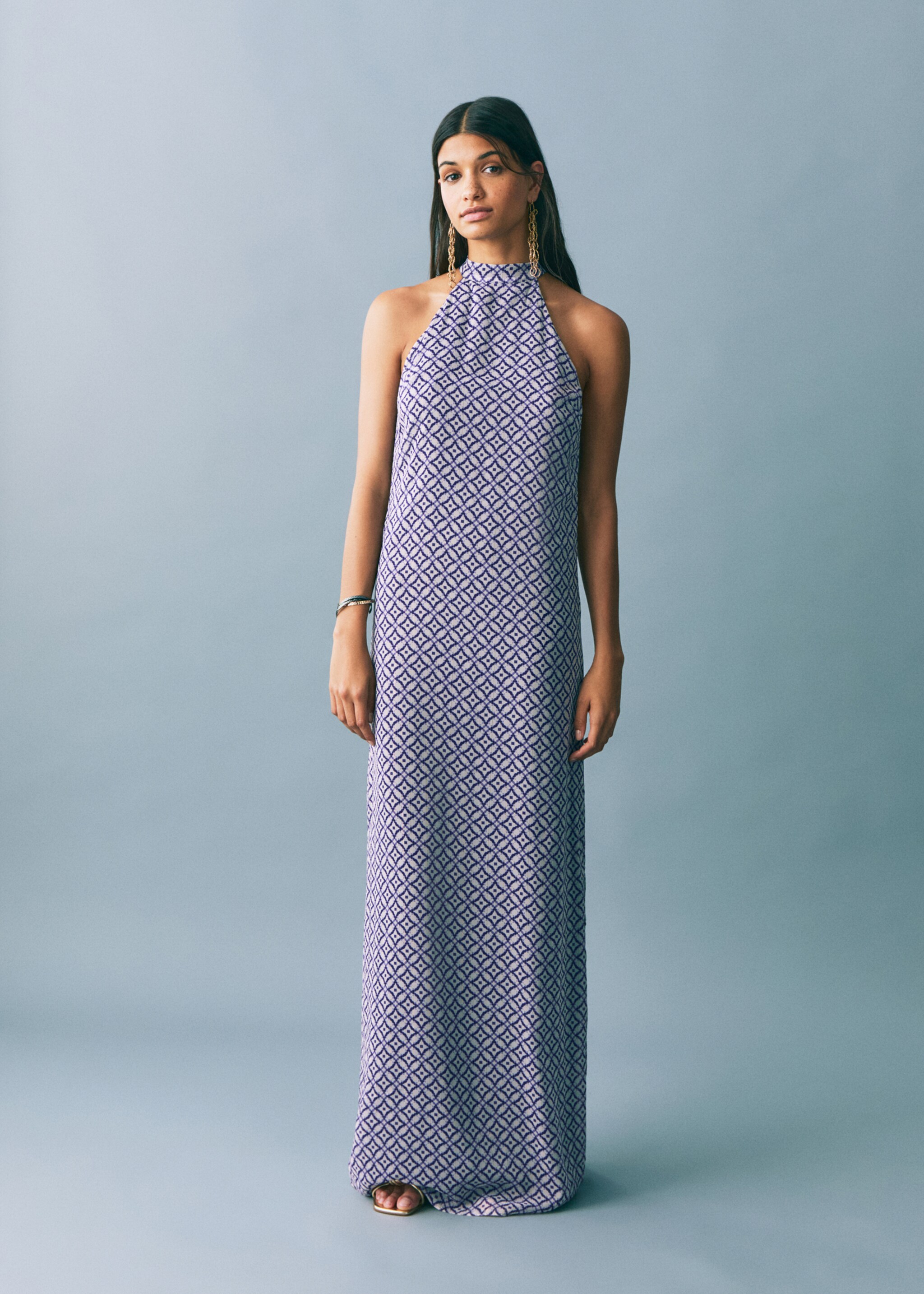 Halter-neck printed dress - General plane