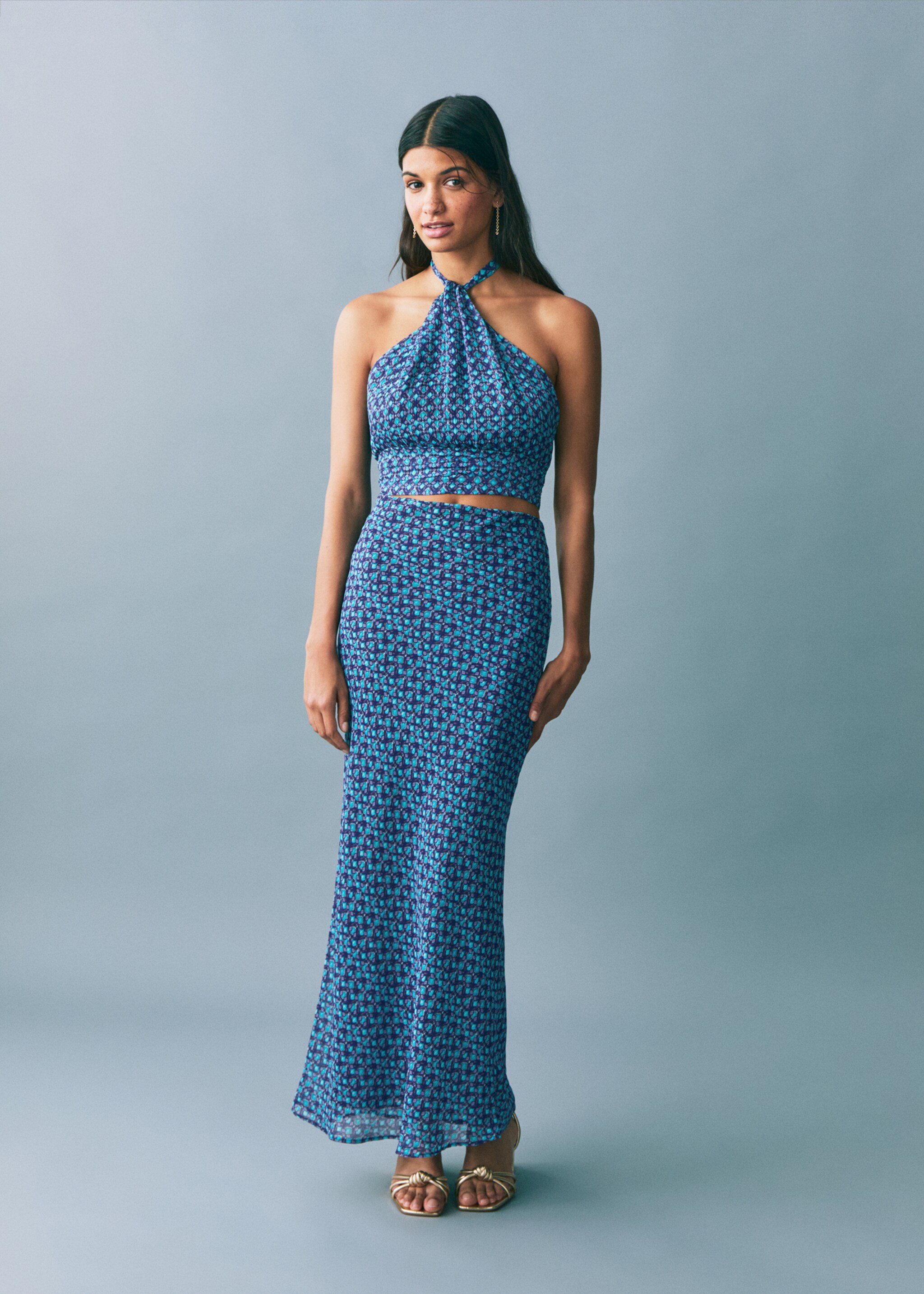 Halter-neck printed top - General plane