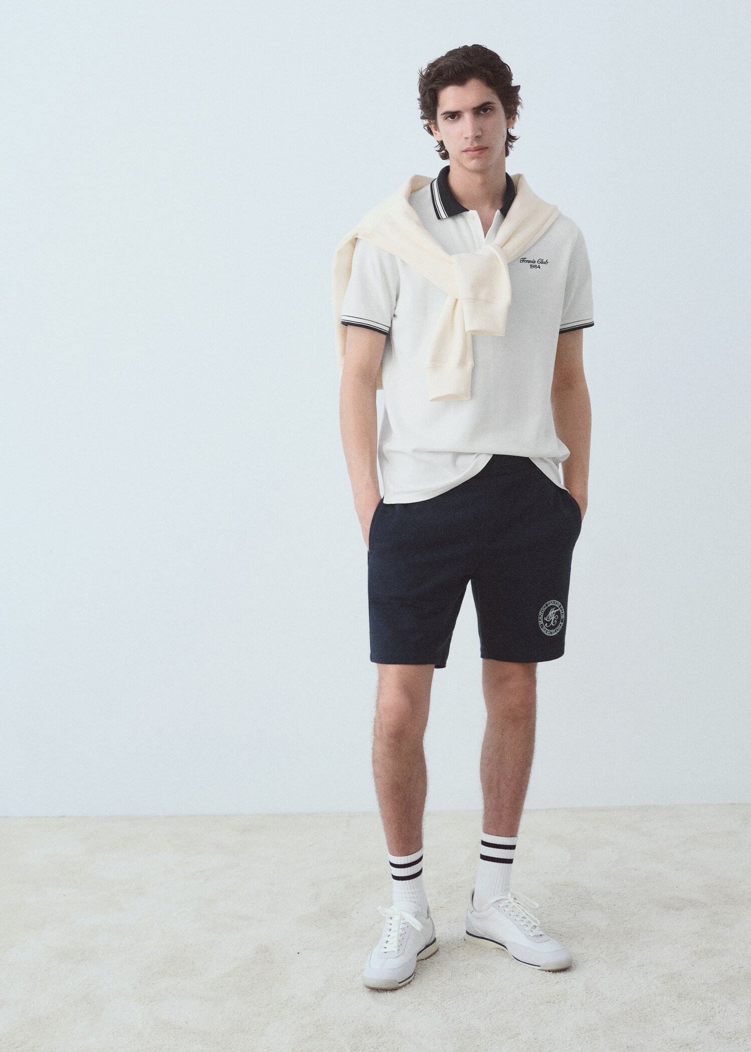 Polo algodón cuello contraste - Plano general