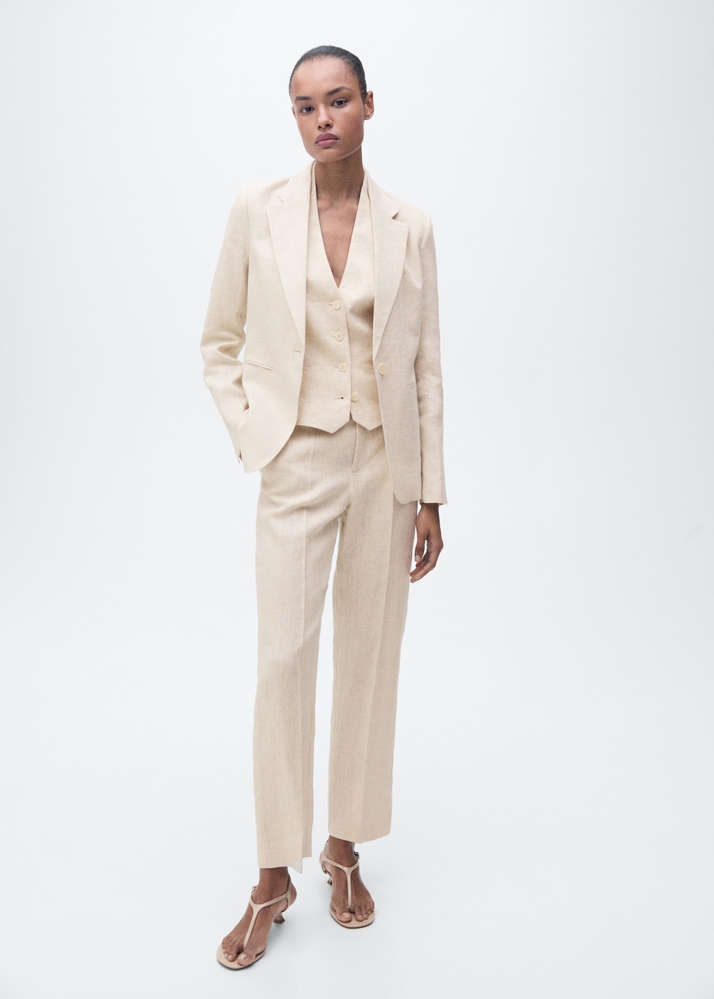 Dress Pants White Casual Pants Suit Linen Suit Jacket Women