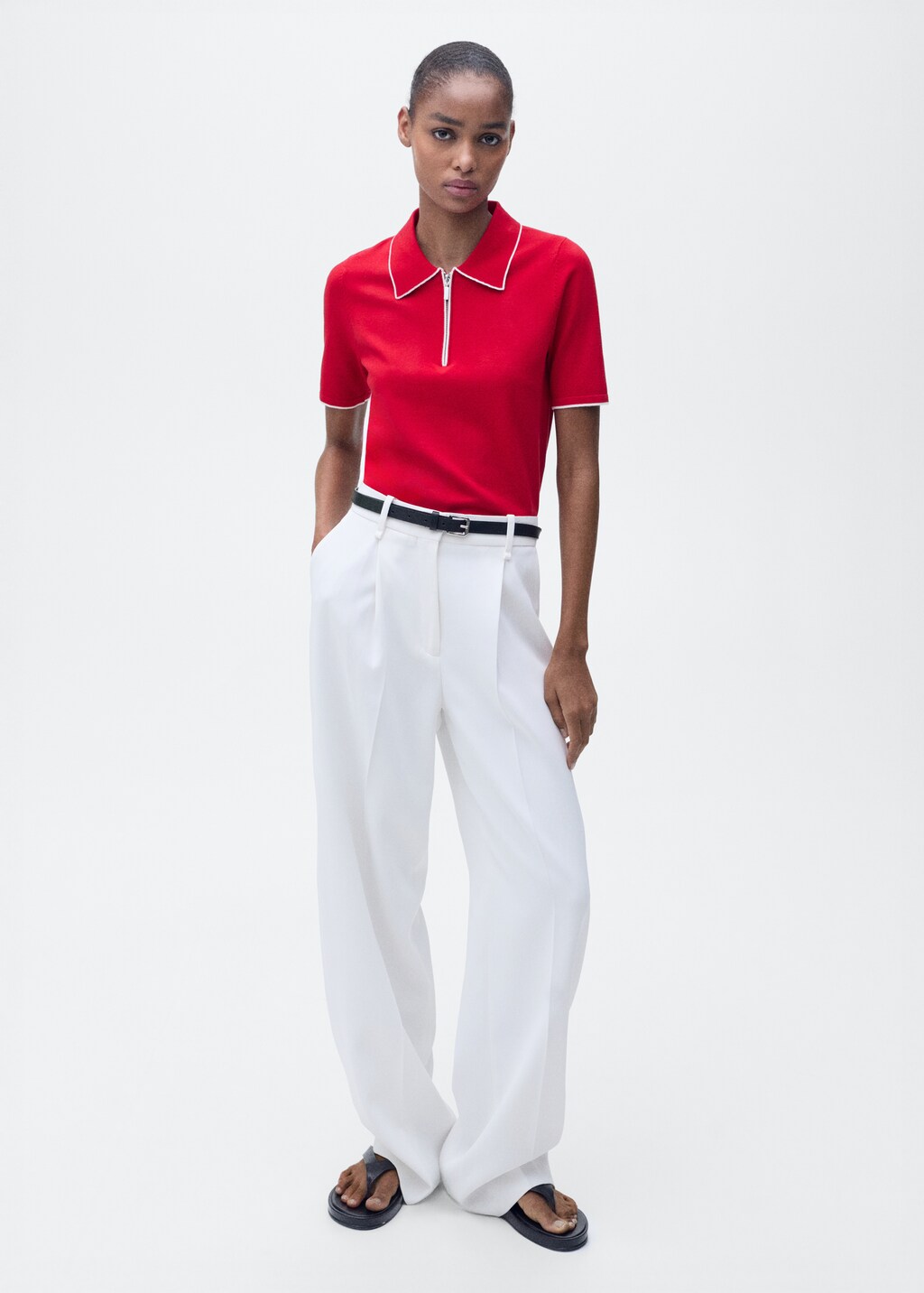 Mango Polo-neck sweater with contrasting trims