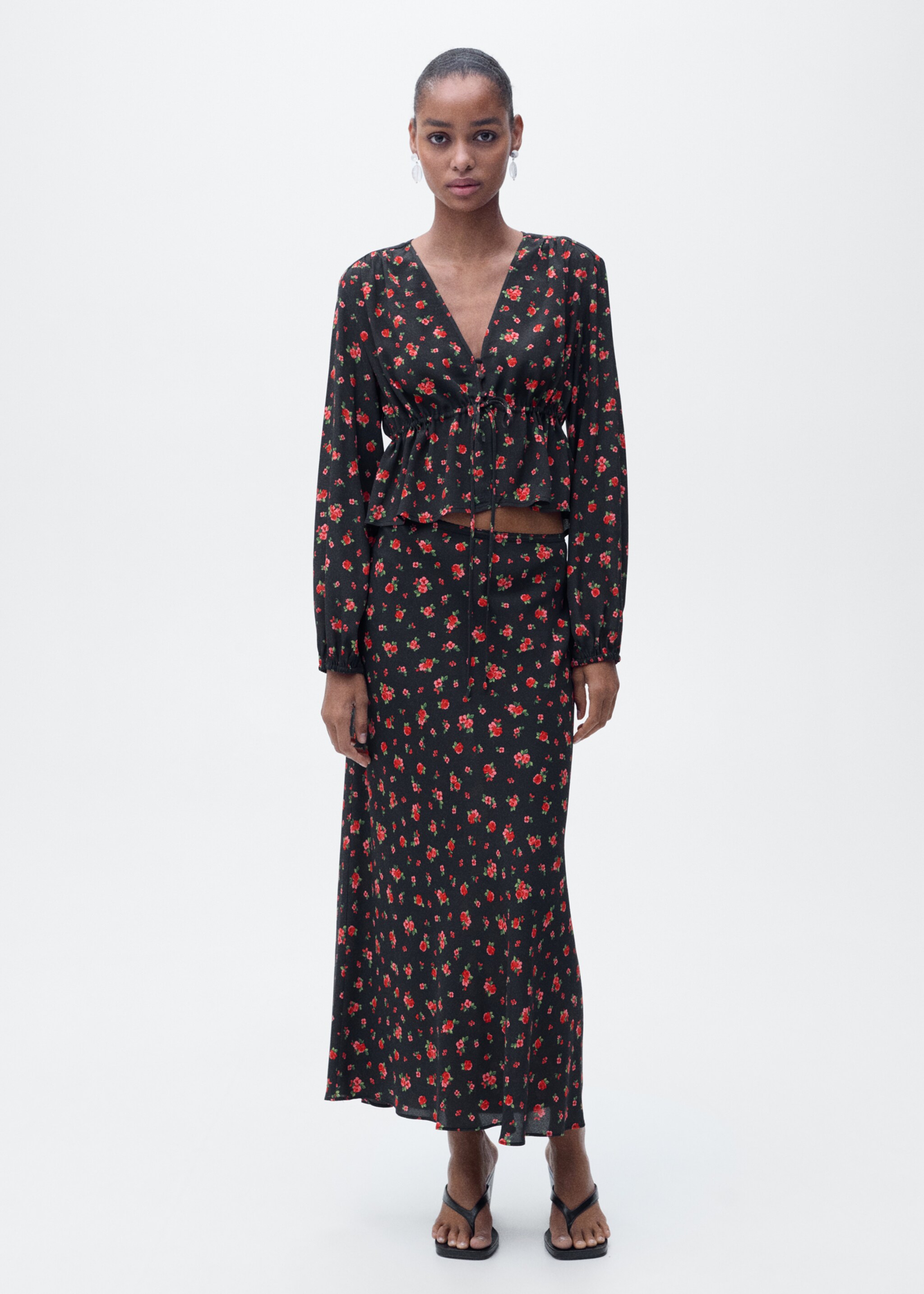 Long floral flared skirt - General plane