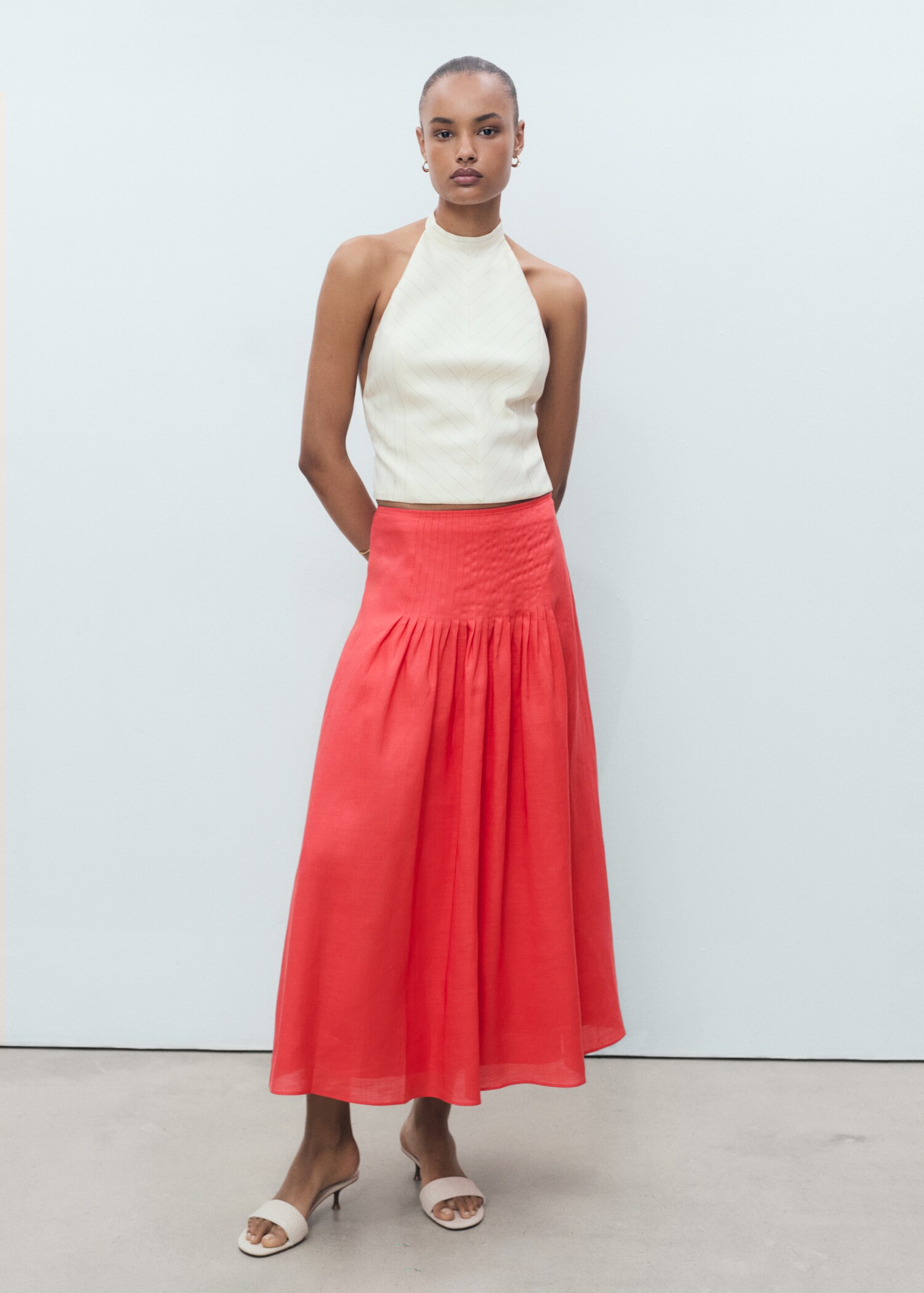 Ramie pleated skirt - General plane