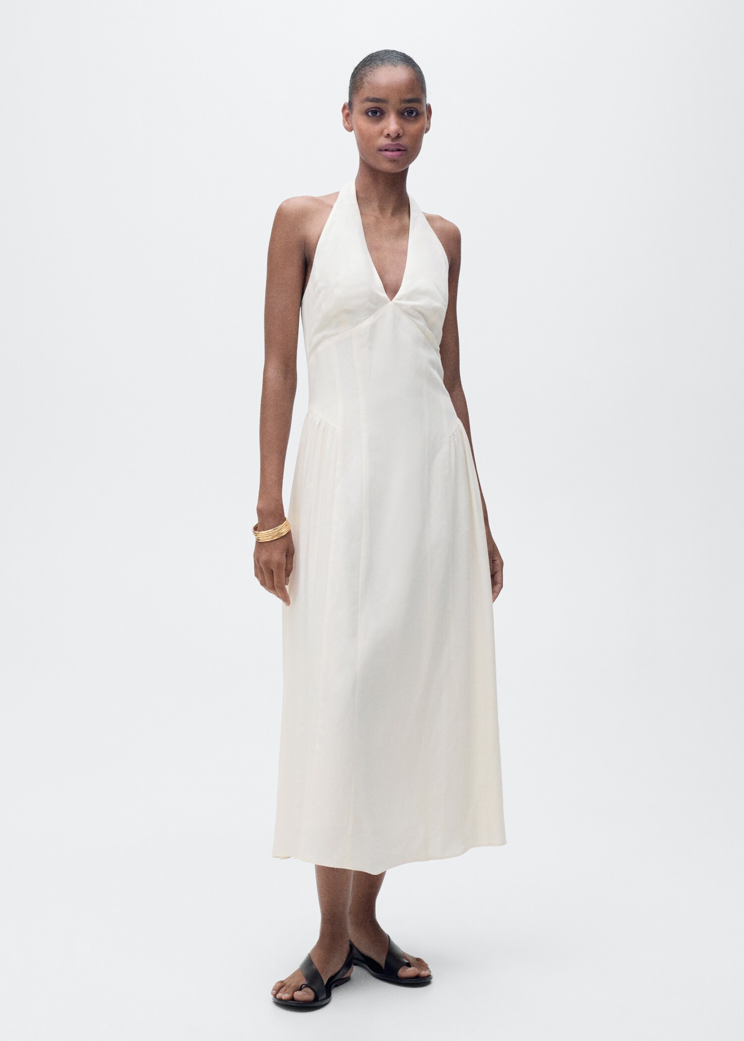 Halter-neck linen dress - General plane