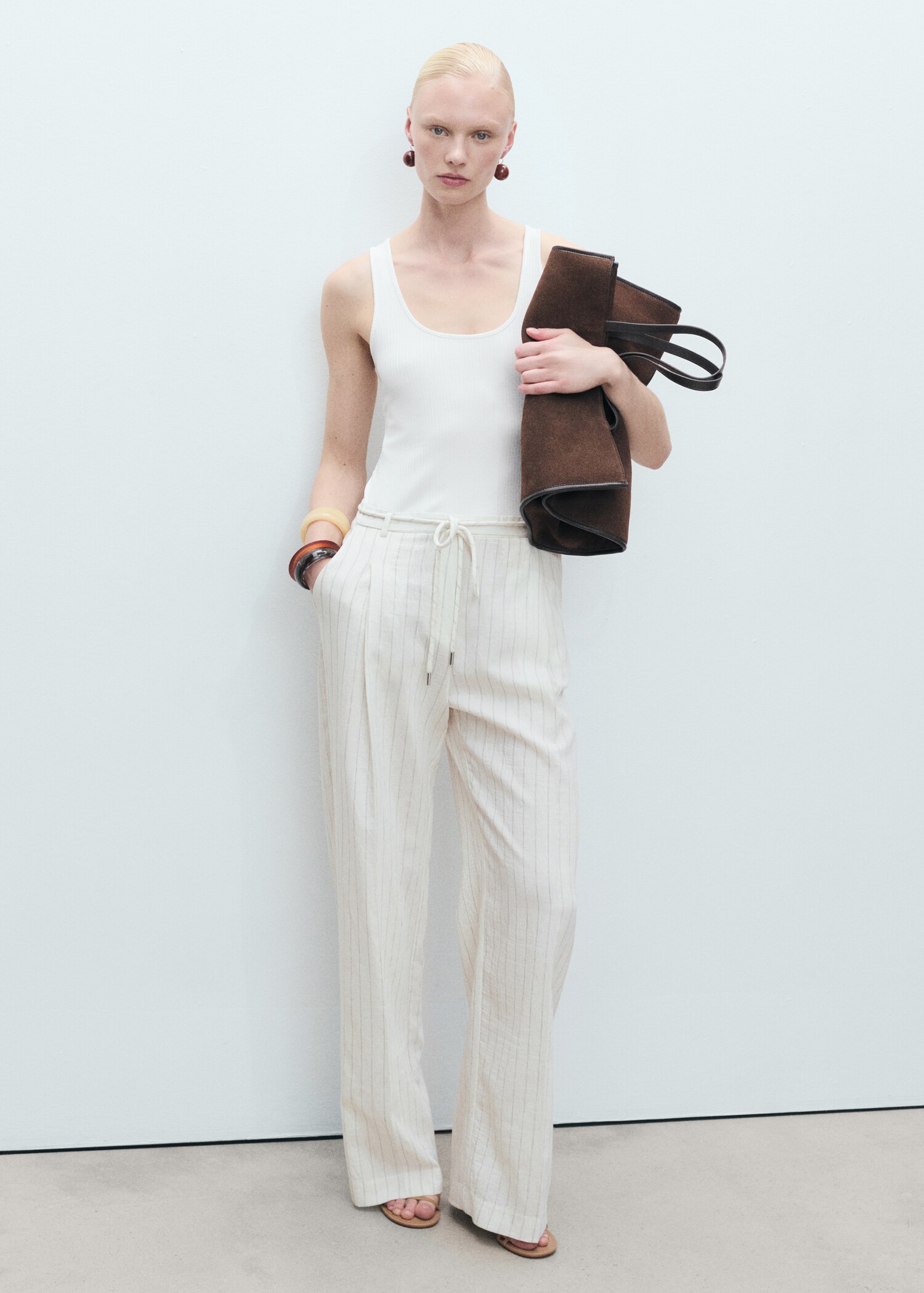 Striped combined knitted jumpsuit - General plane