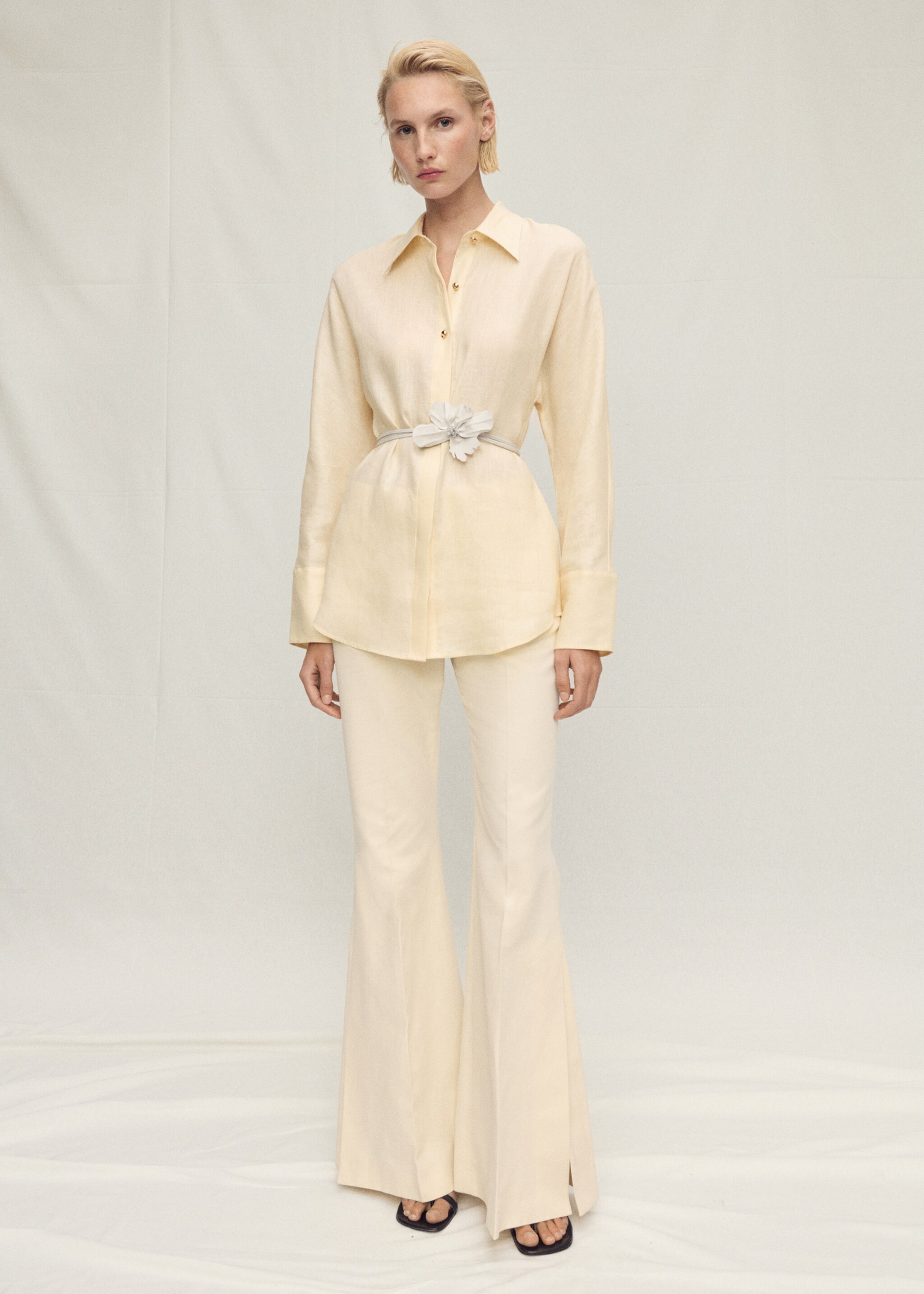 Linen shirt with button detail - General plane