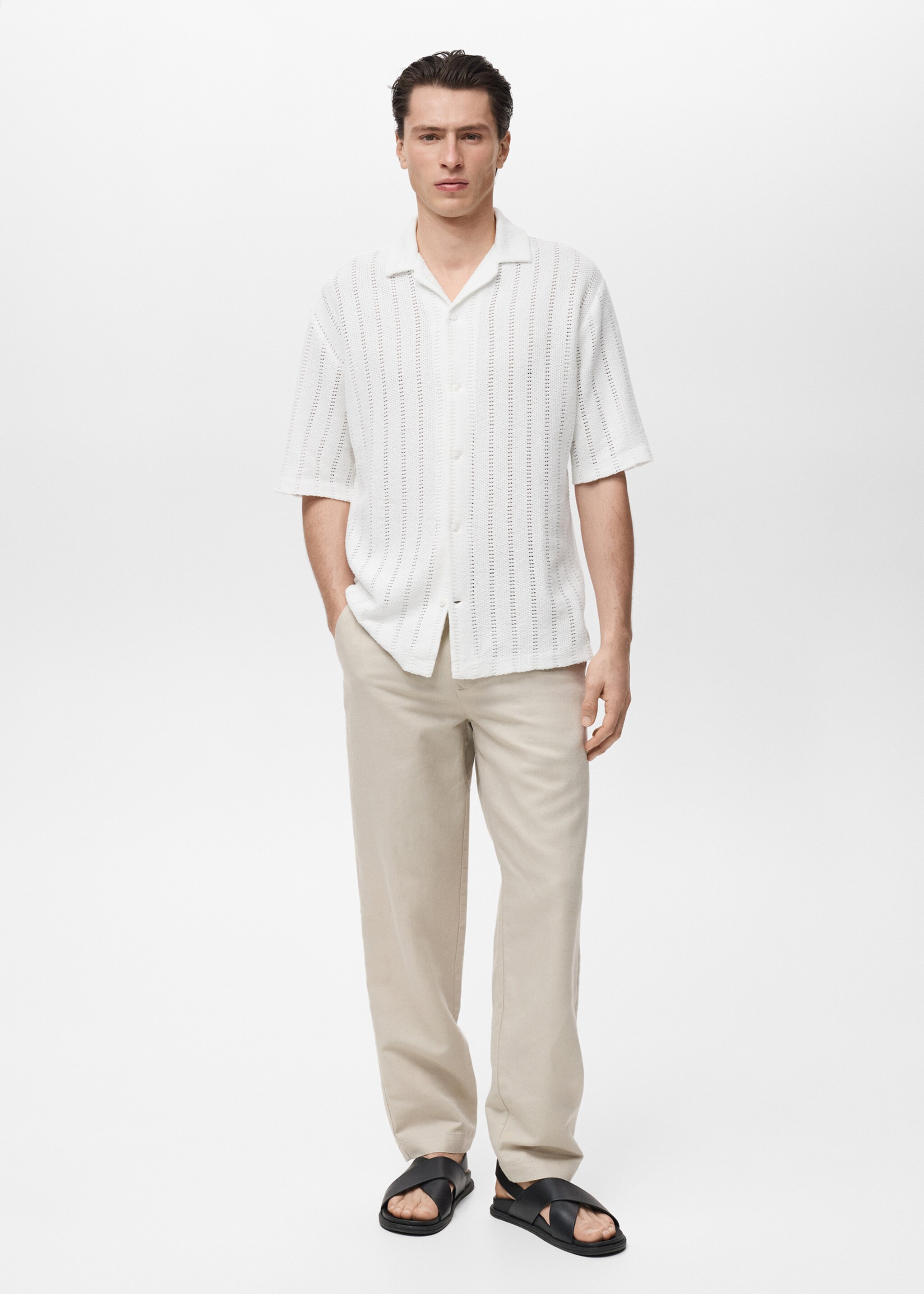 Knitted shirt with pointelle detail - General plane