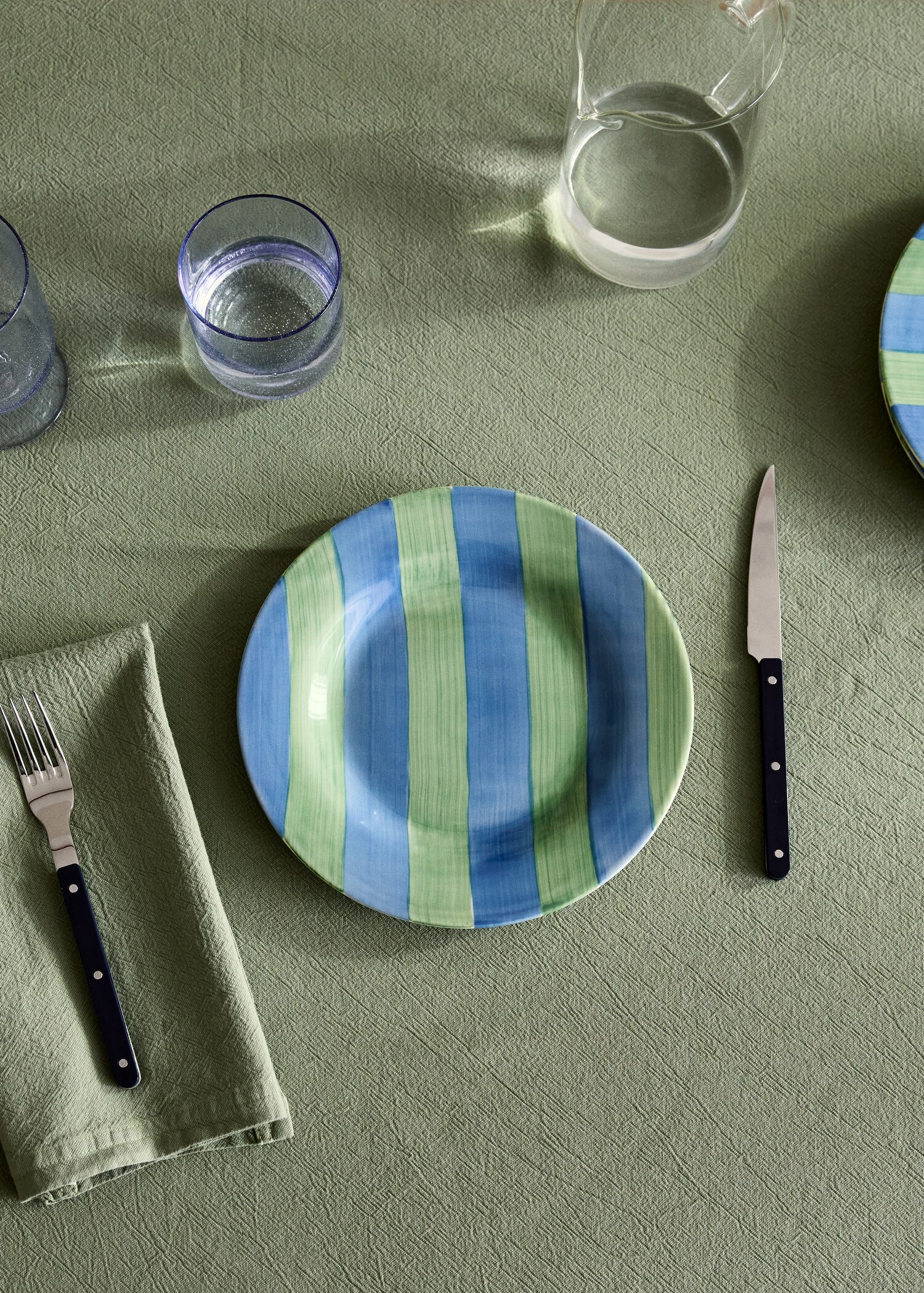 Striped stoneware dessert plate - General plane