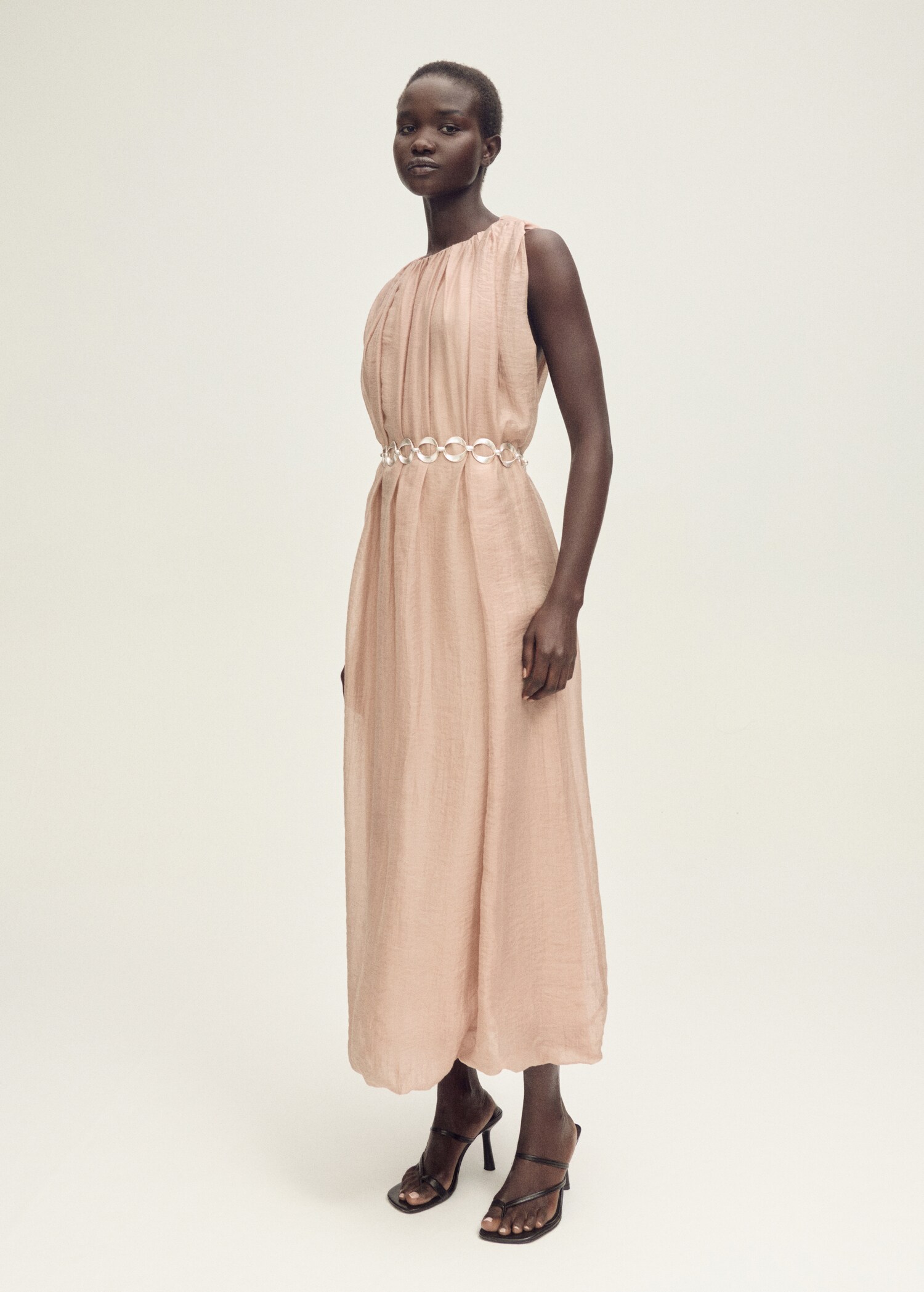 Gathered dress with puffed hem - General plane