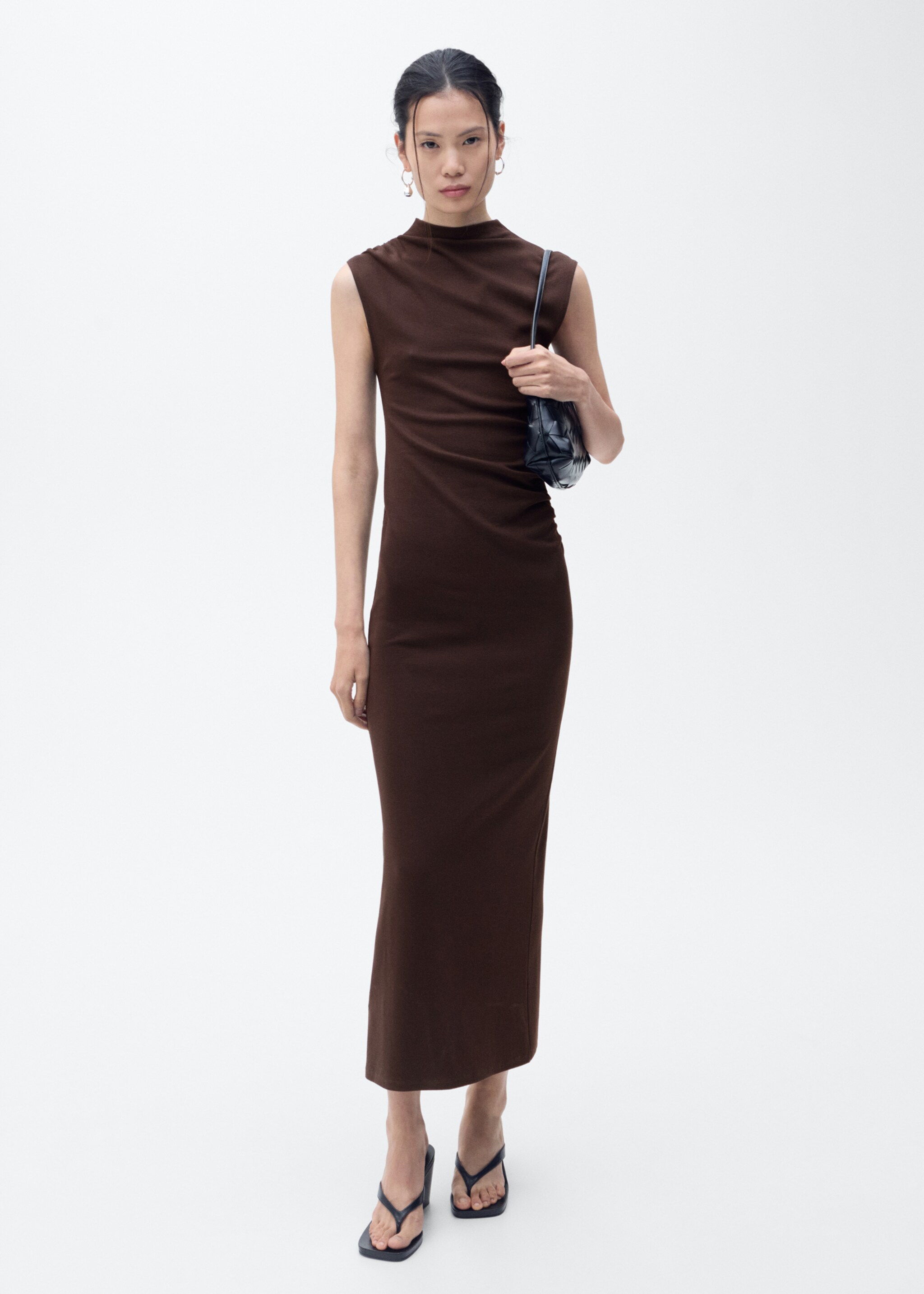 Draped dress with perkins collar - General plane