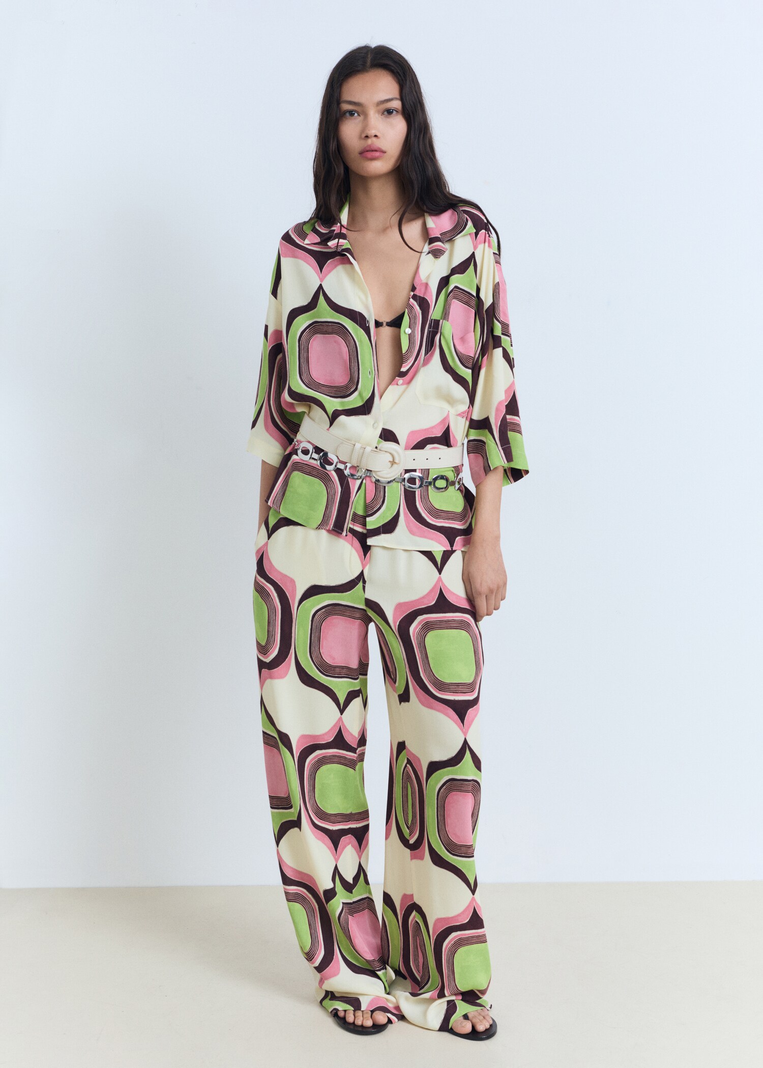 Geometric print trousers - General plane