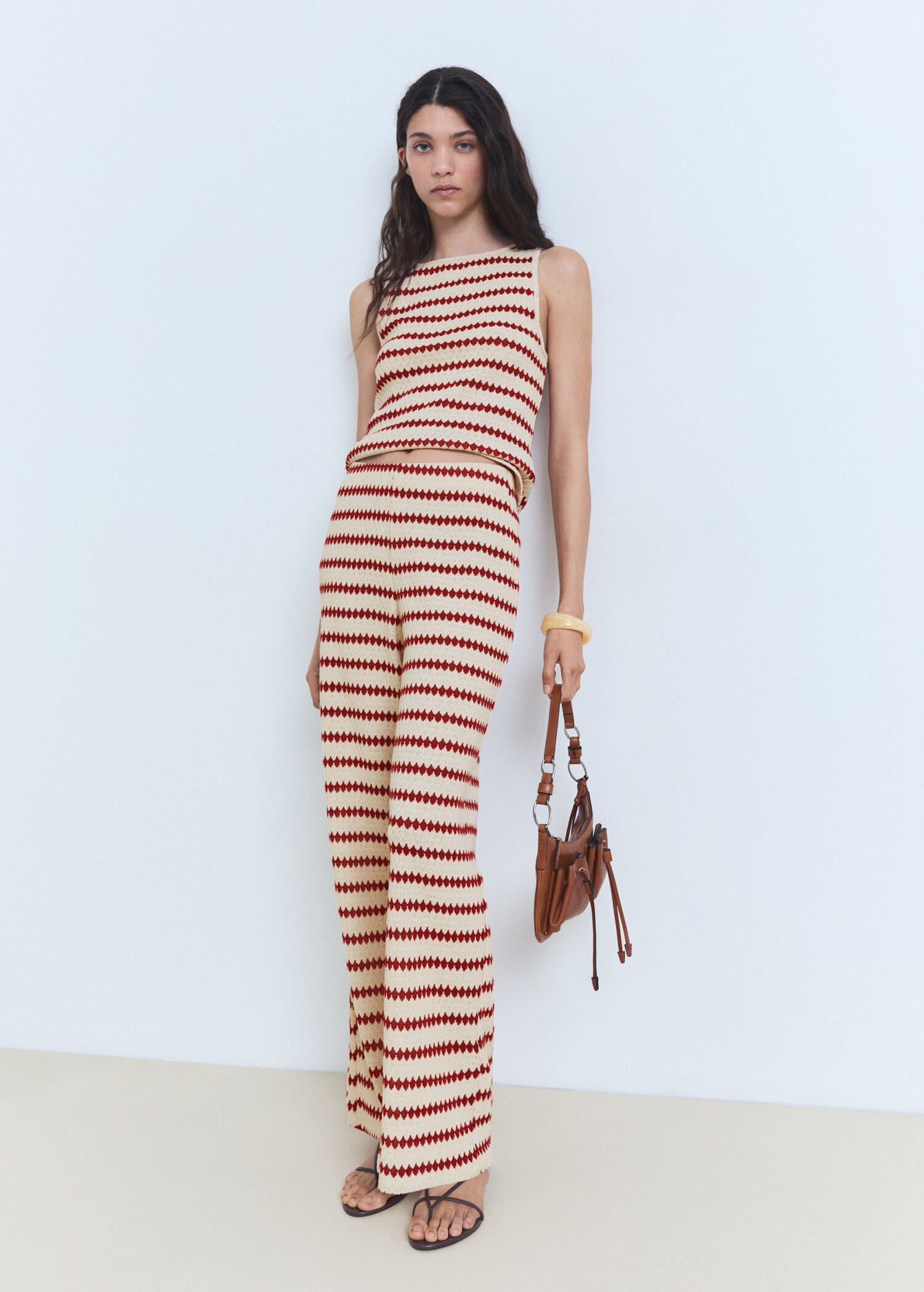 Knitted trousers with geometric print - General plane
