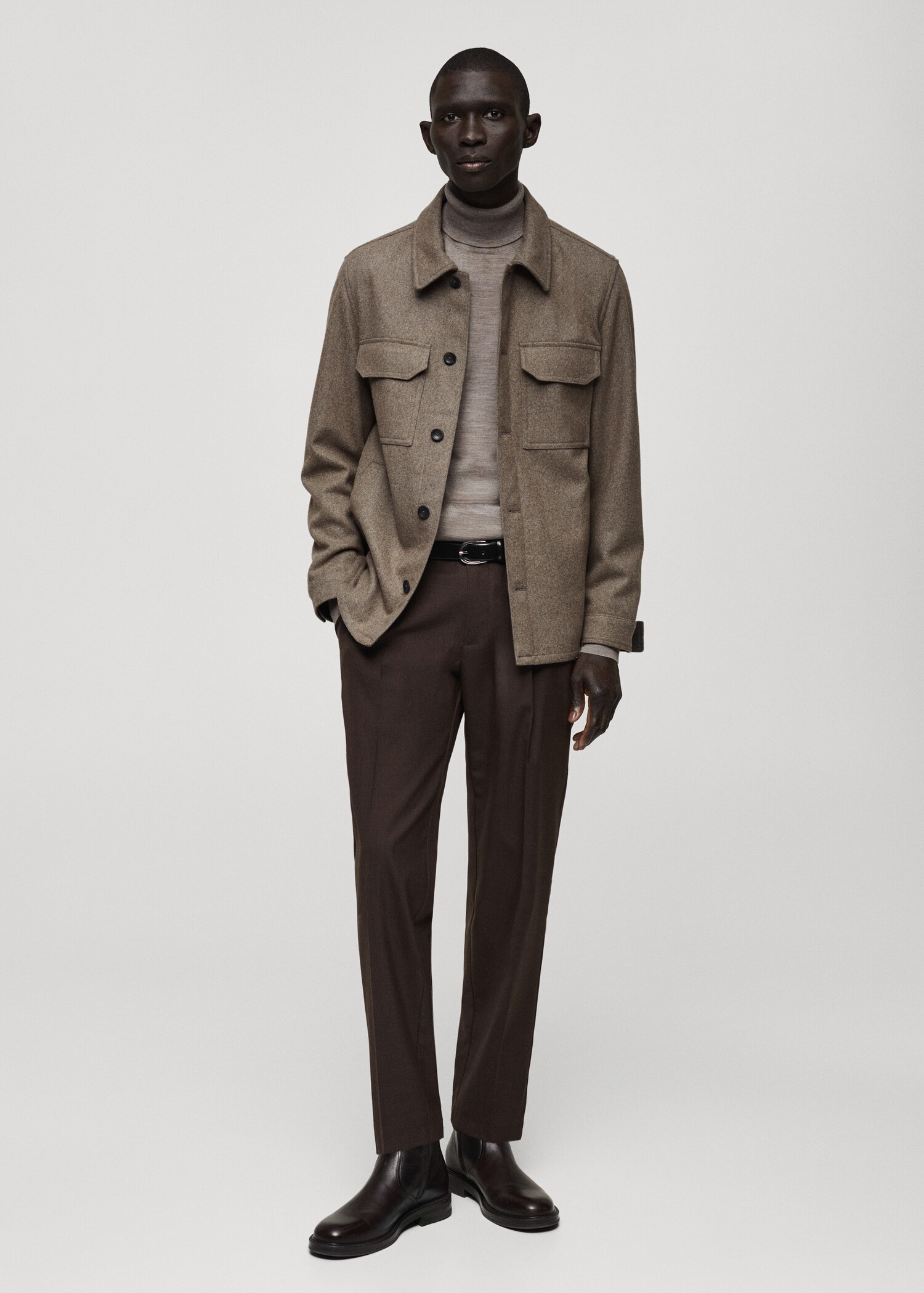 Flannel wool-blend overshirt - General plane