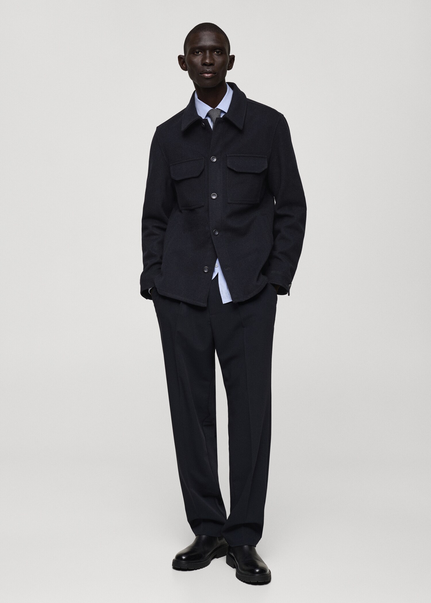 Flannel wool-blend overshirt - General plane