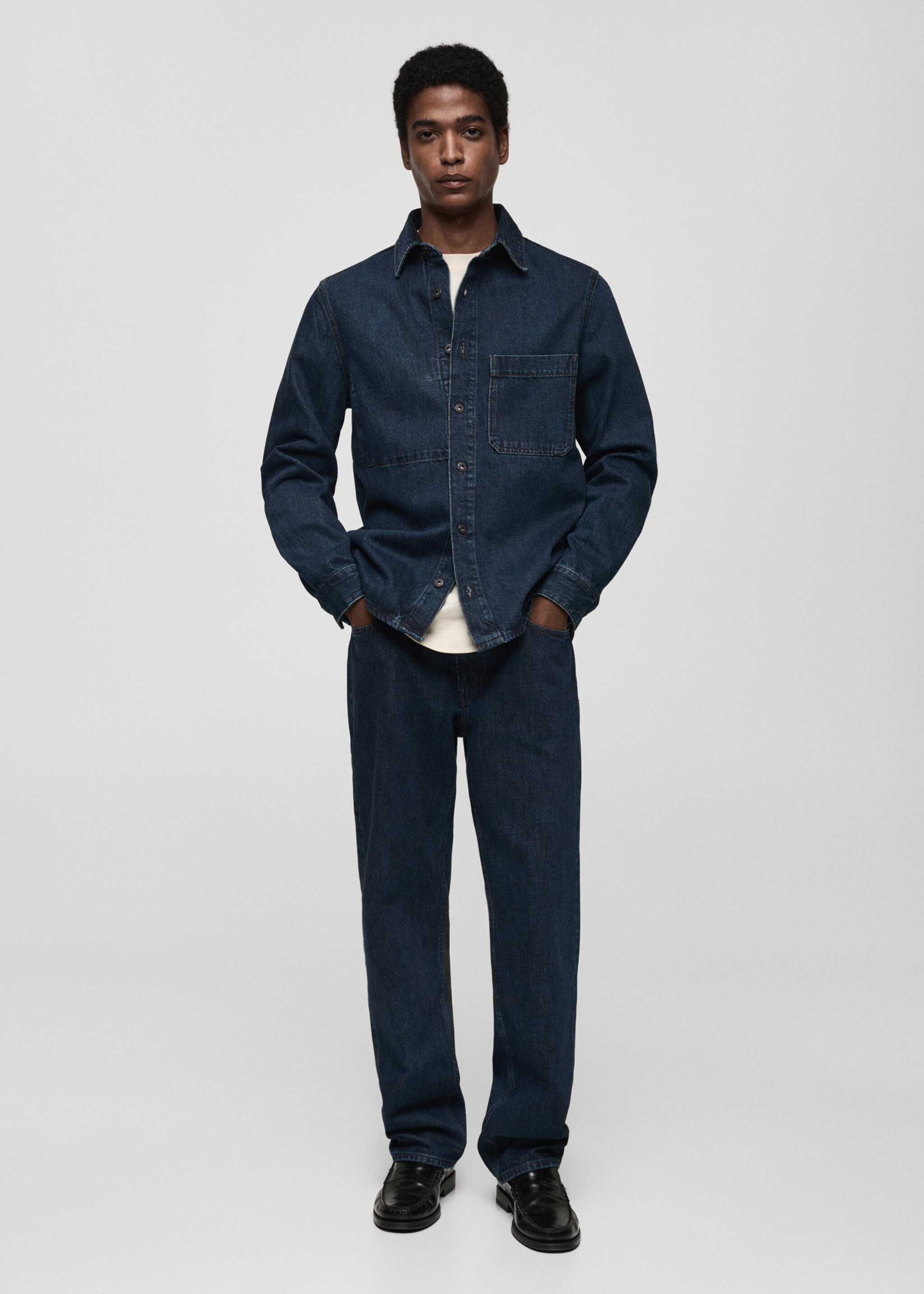 Regular-fit denim overshirt - General plane