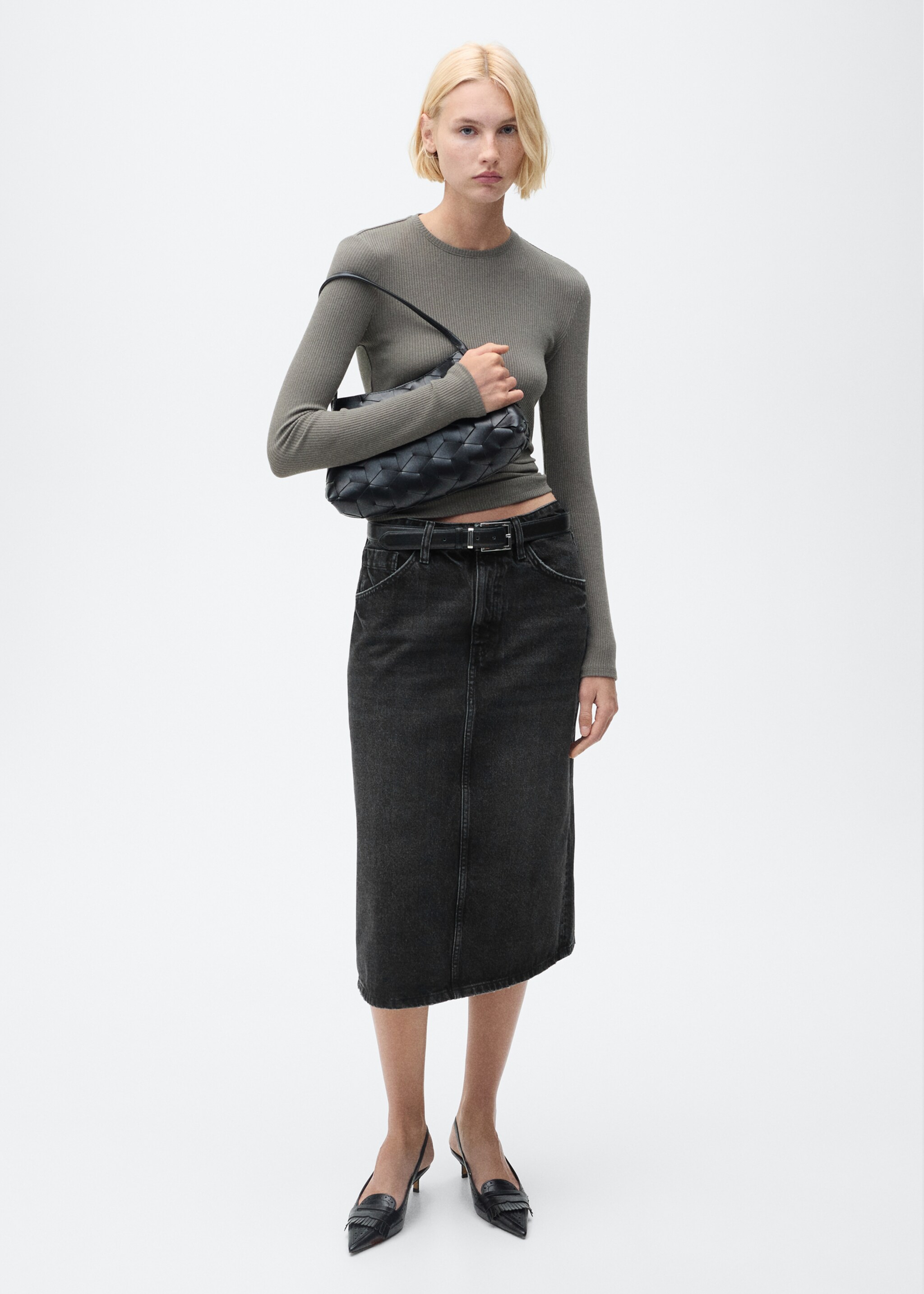 Denim midi-skirt - General plane