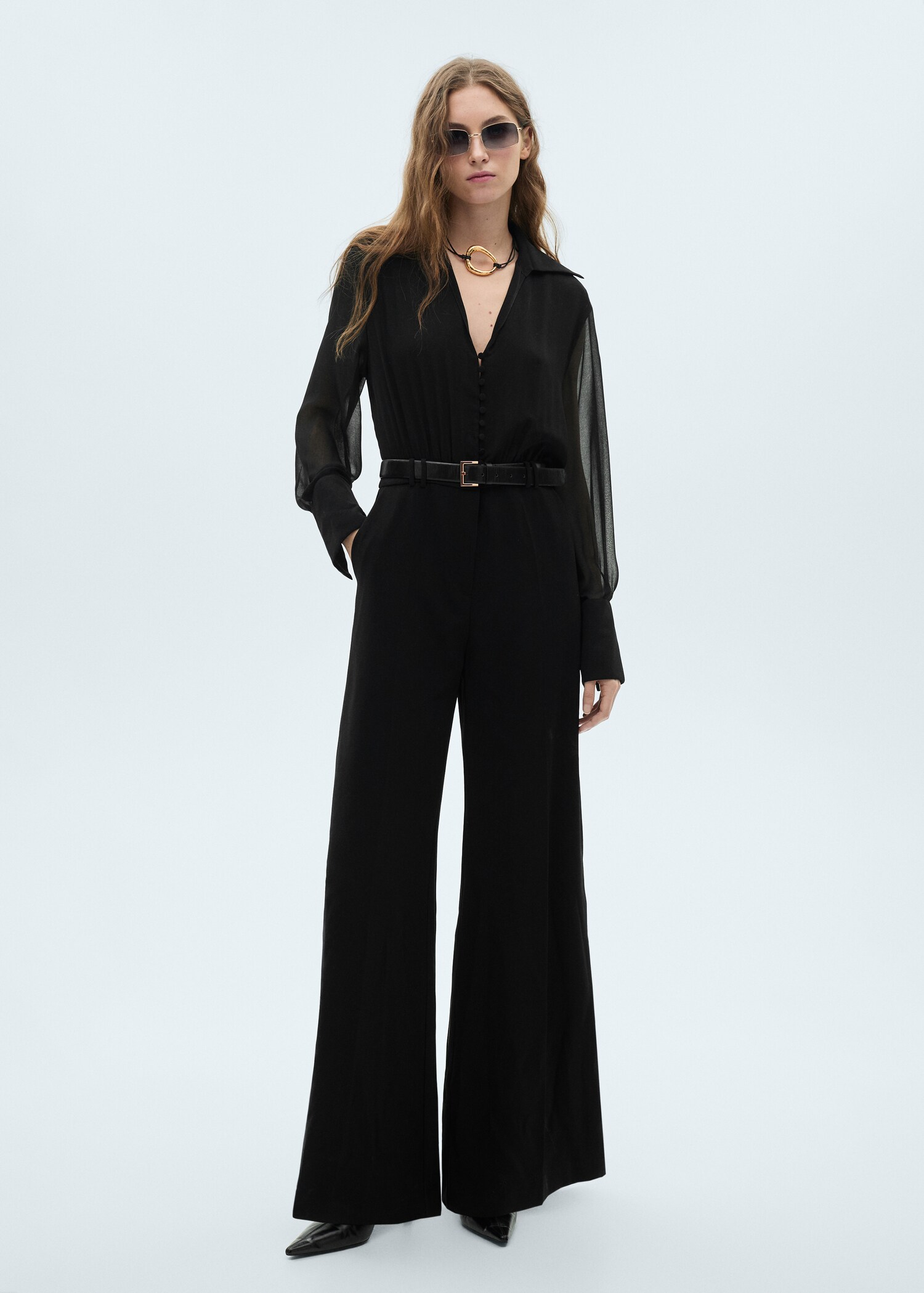 Combinaison wideleg manches semi-transparentes - Plan général