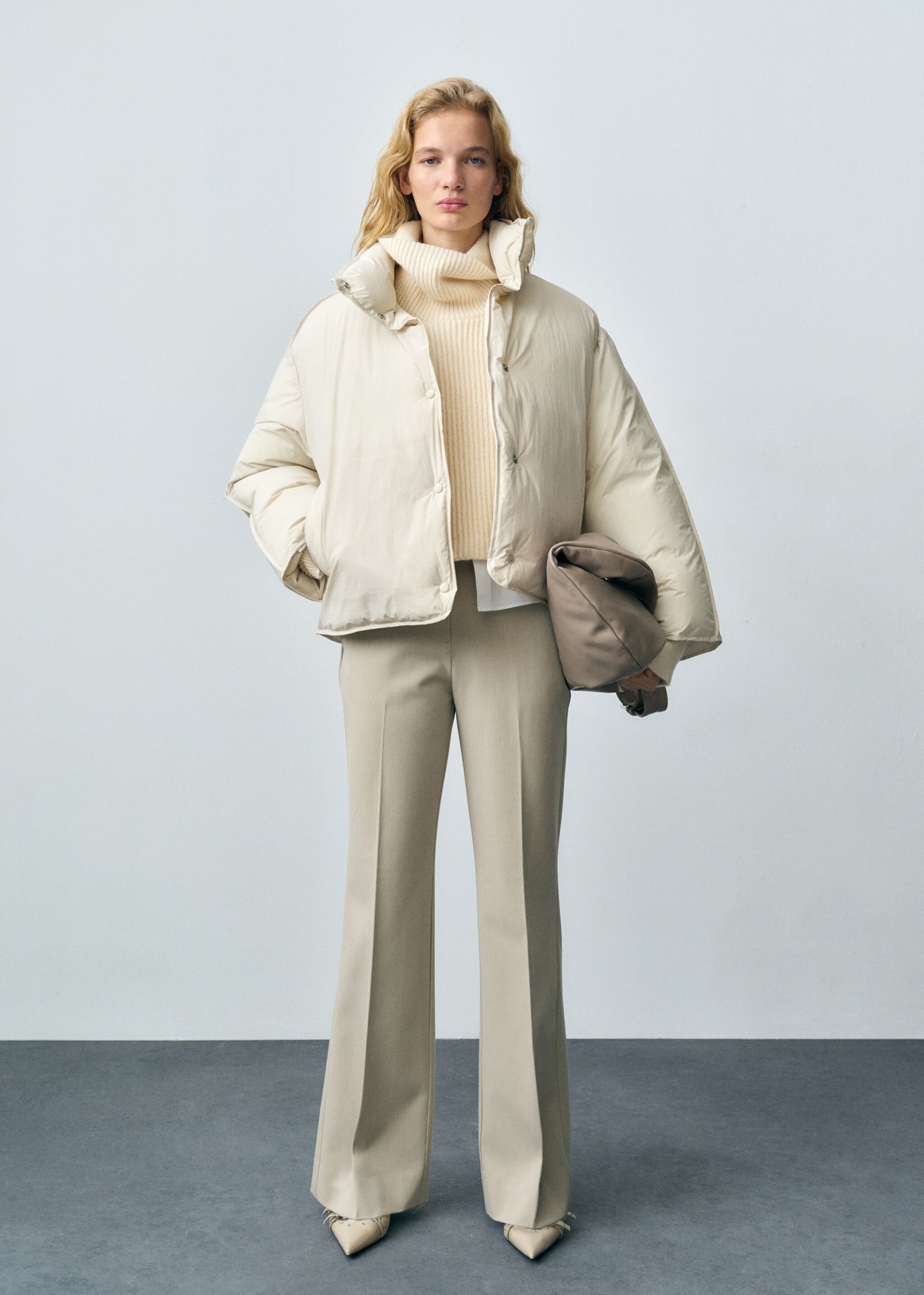 Quilted crop anorak - General plane