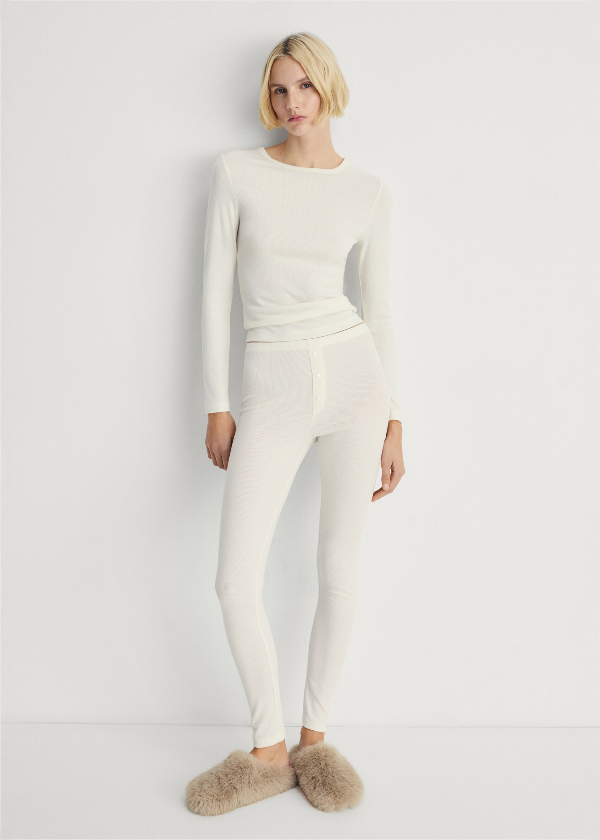 Long rib-knit trousers - General plane