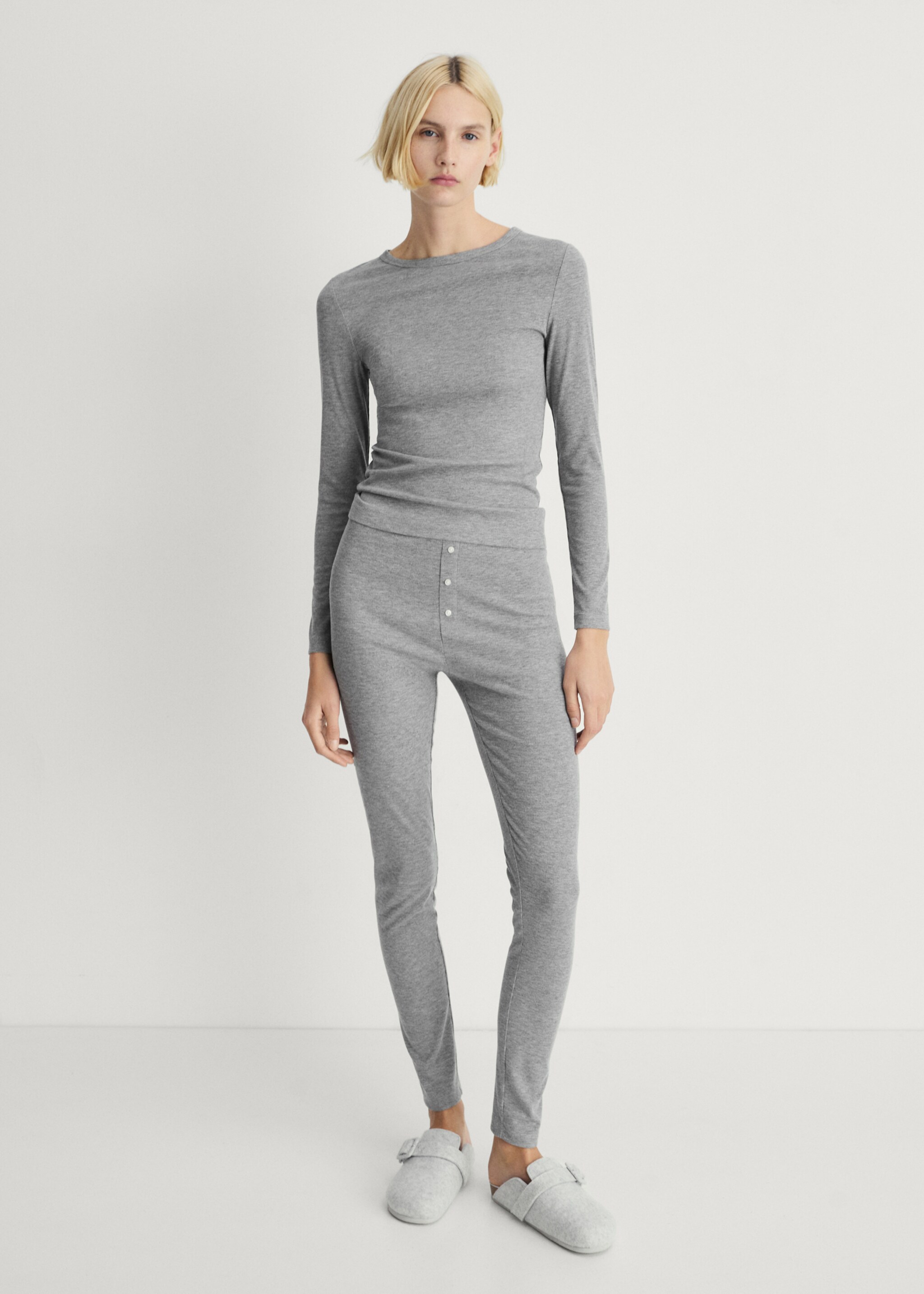 Long rib-knit trousers - General plane