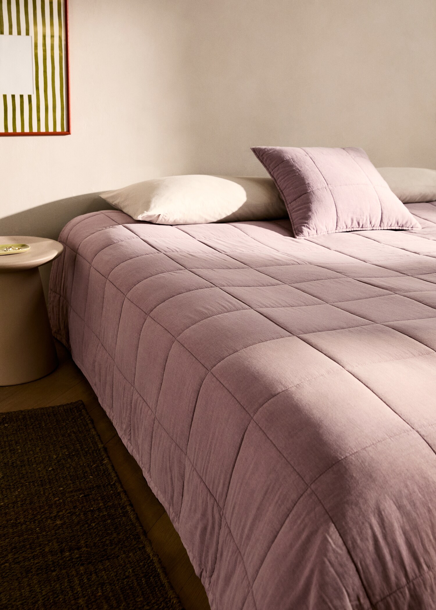 Édredon coton garment-dyed carreaux lit 90/105 cm - Plan général