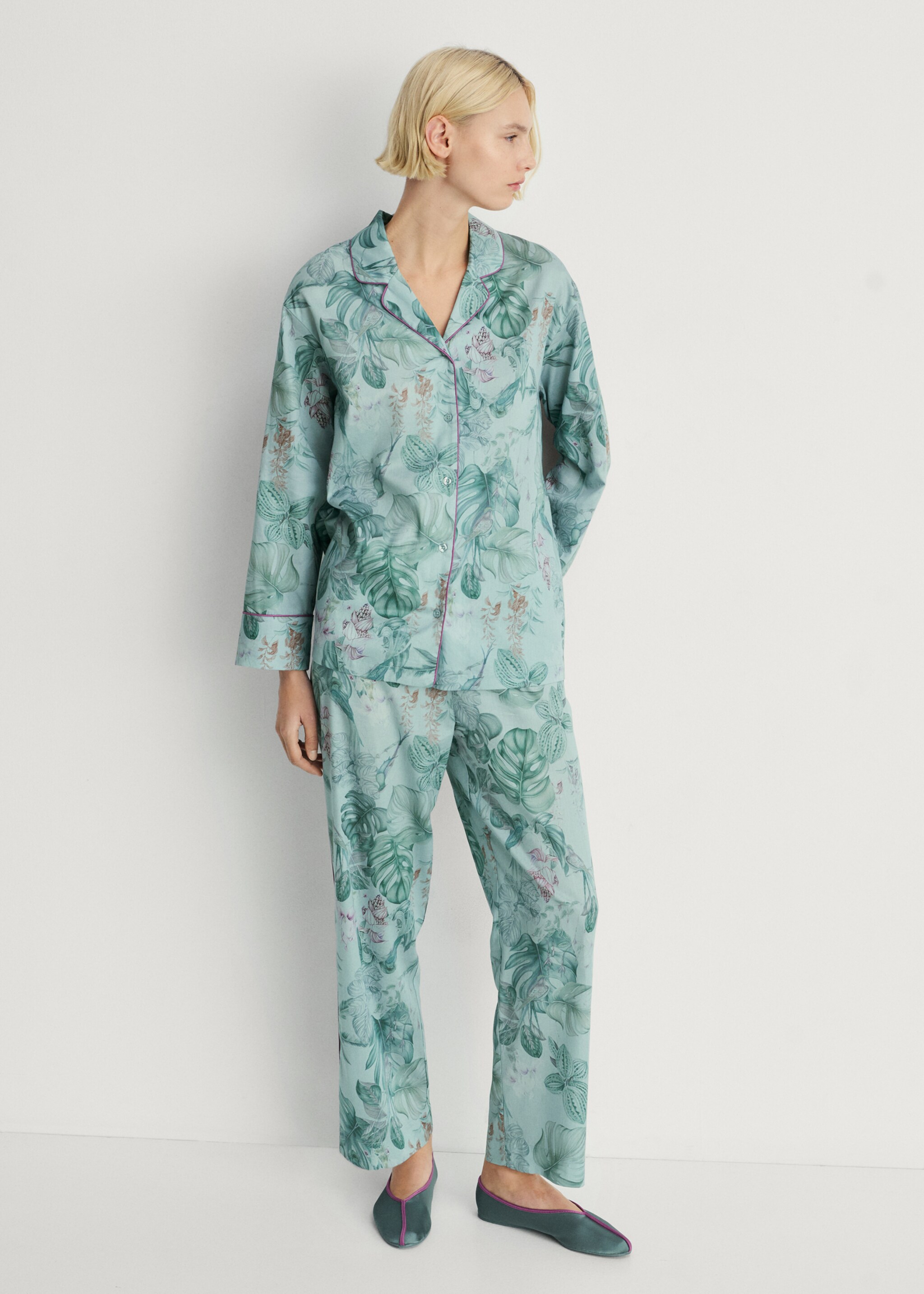Tropical-print pyjama shirt - General plane