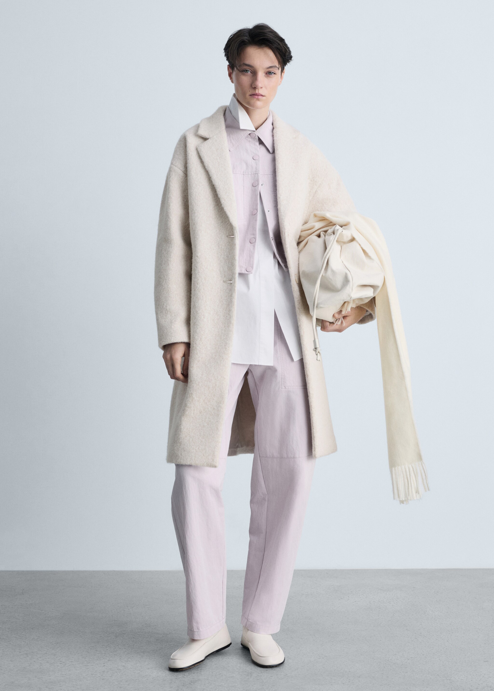 Manteau long tissu bouclette oversize - Plan général