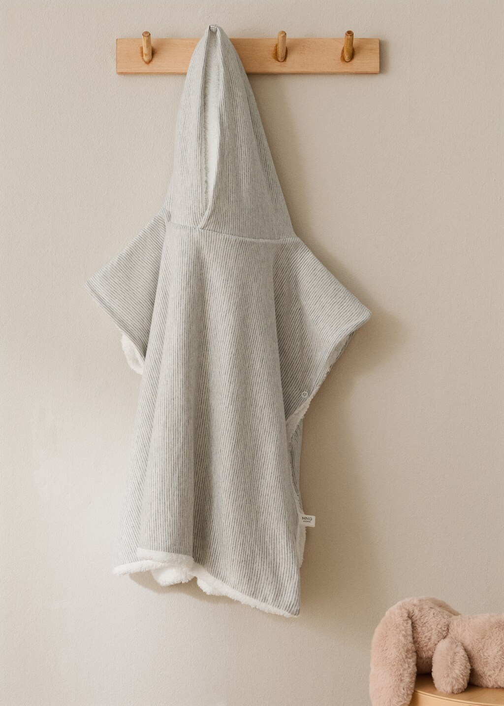 Children's cotton bath poncho with two-tone stripes