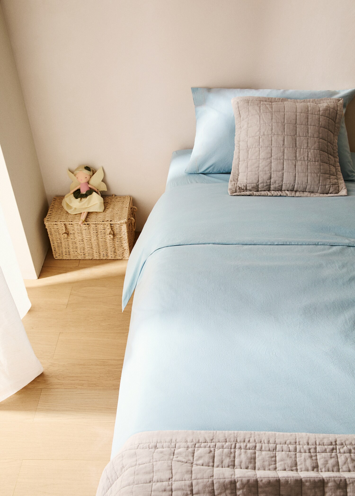 Housse de couette enfant coton lavé double surpiqûre lit 90 cm - Plan général