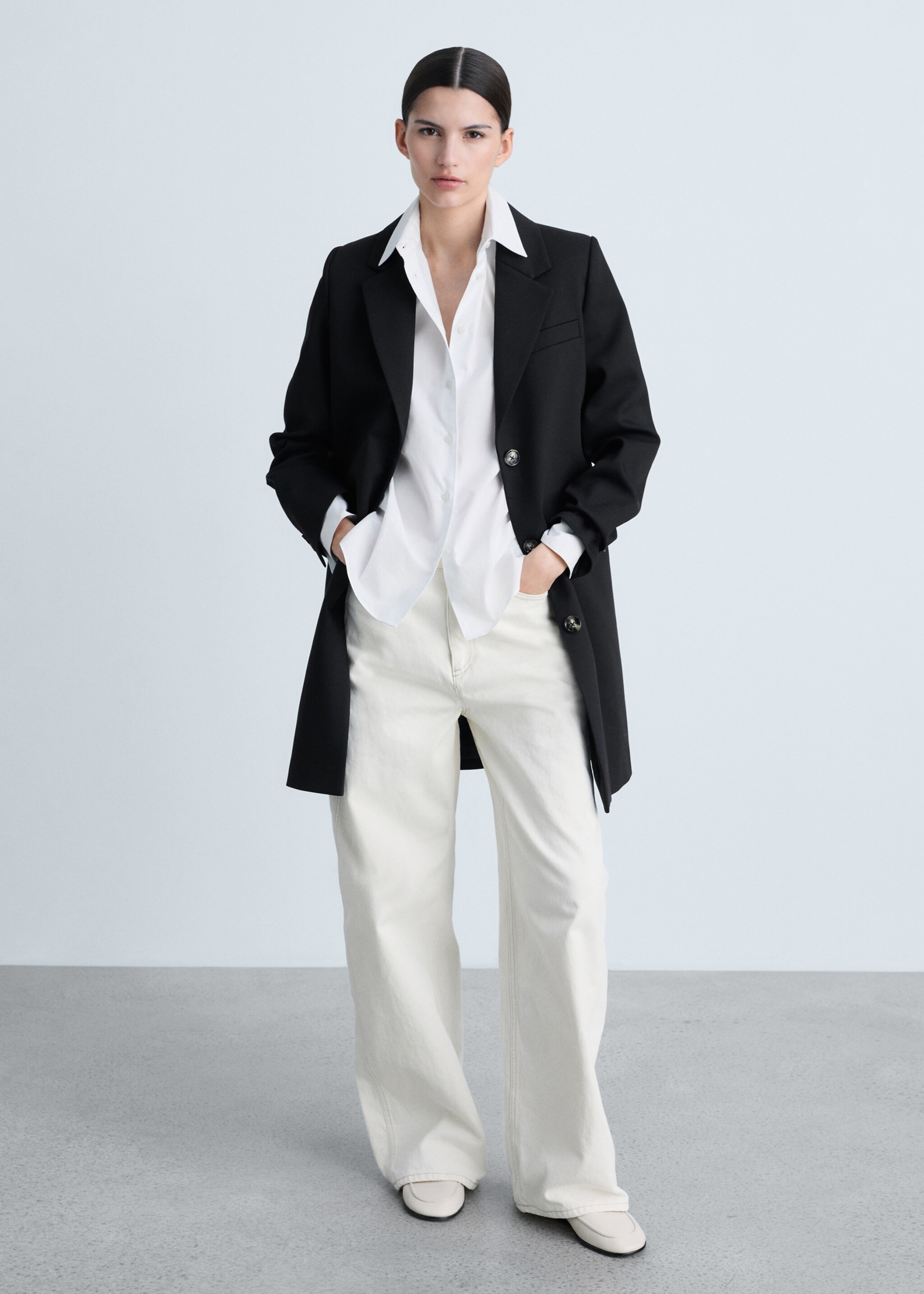 Manteau midi en coton boutons - Plan général