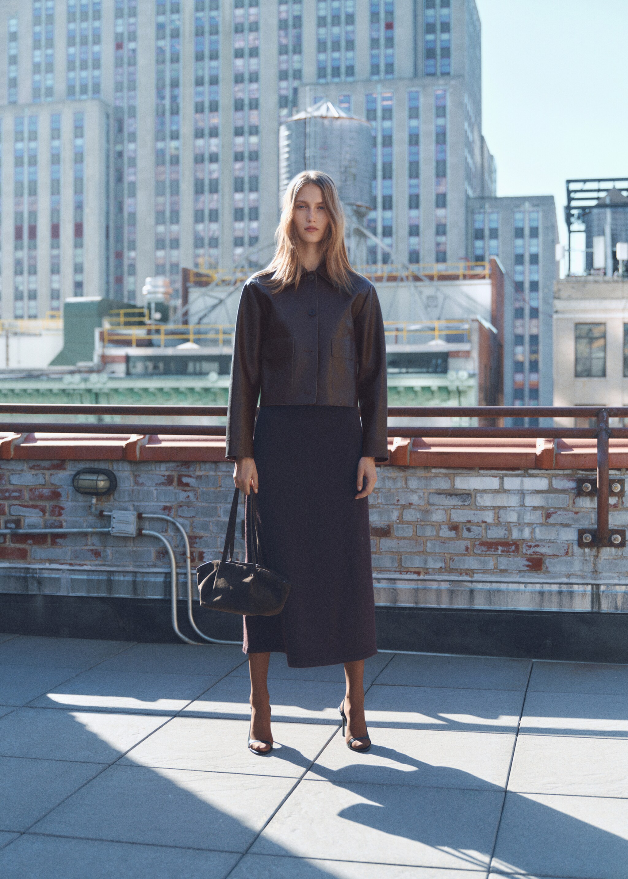 Leather-effect jacket with pockets - Общий план