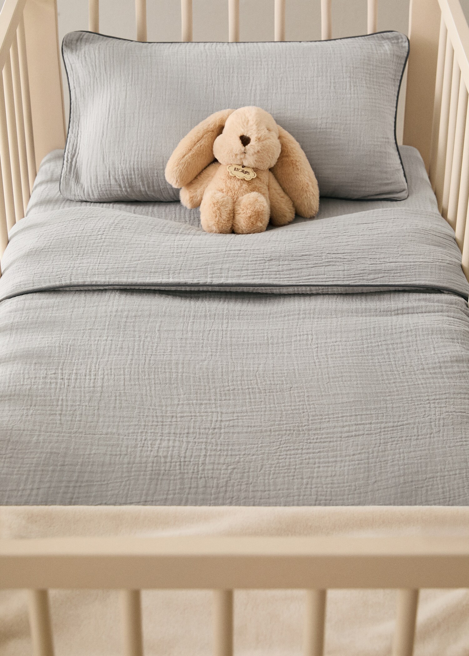 Chiffon cotton duvet cover with contrast piping for cot - General plane