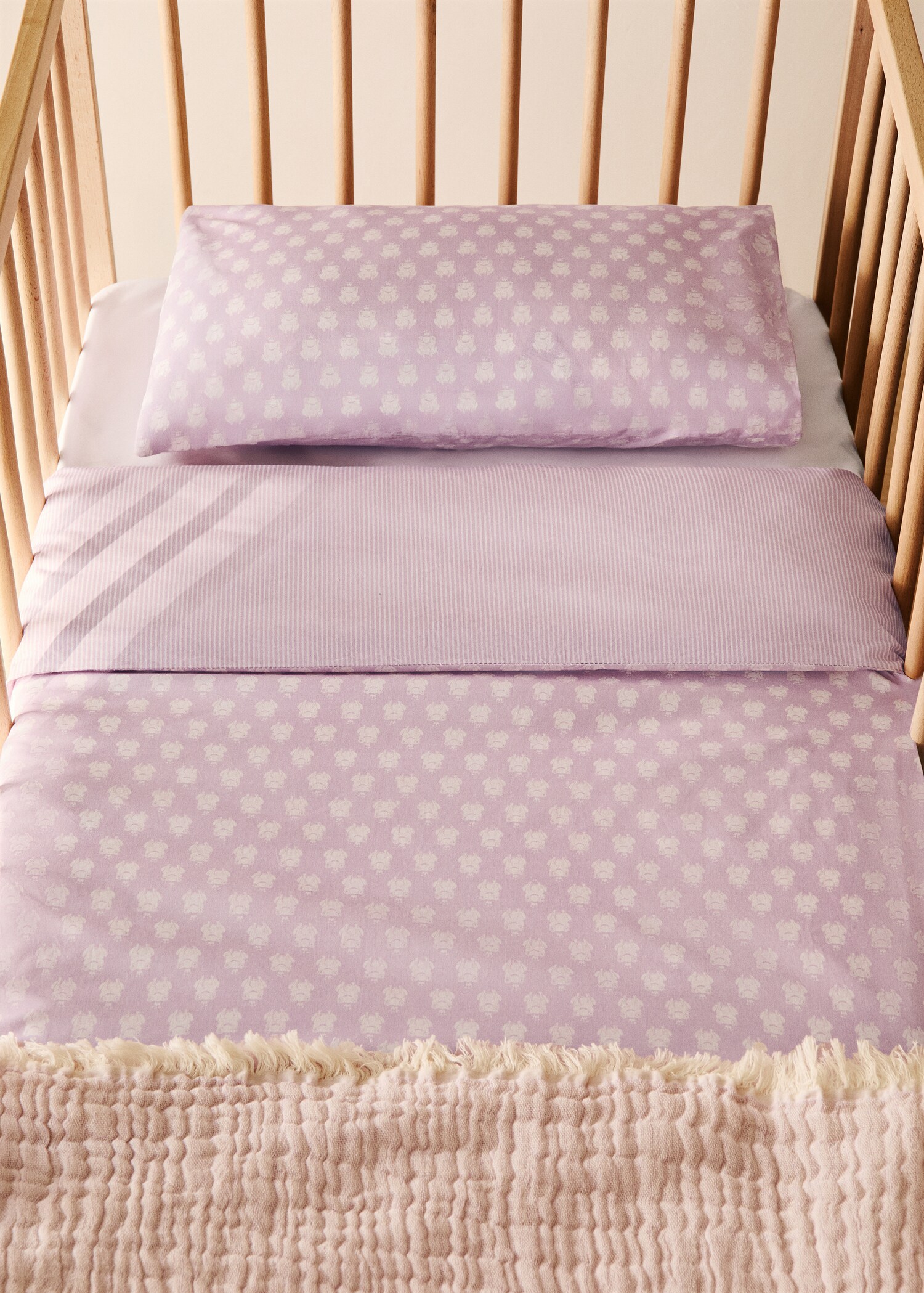 Cotton percale reversible duvet cover for crib - General plane