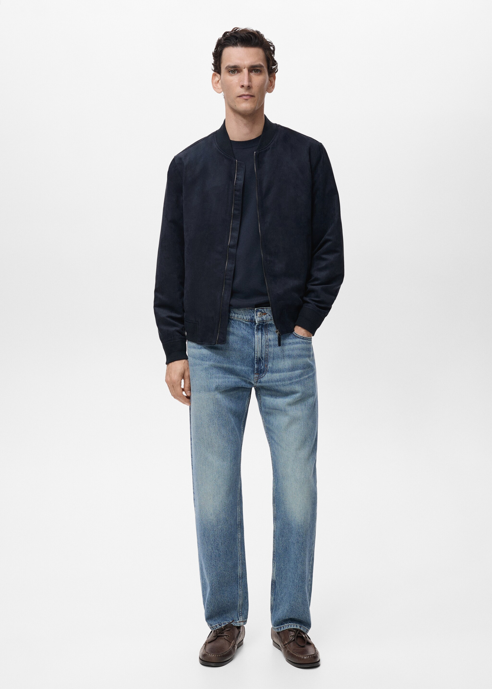 Suede-effect bomber jacket - General plane
