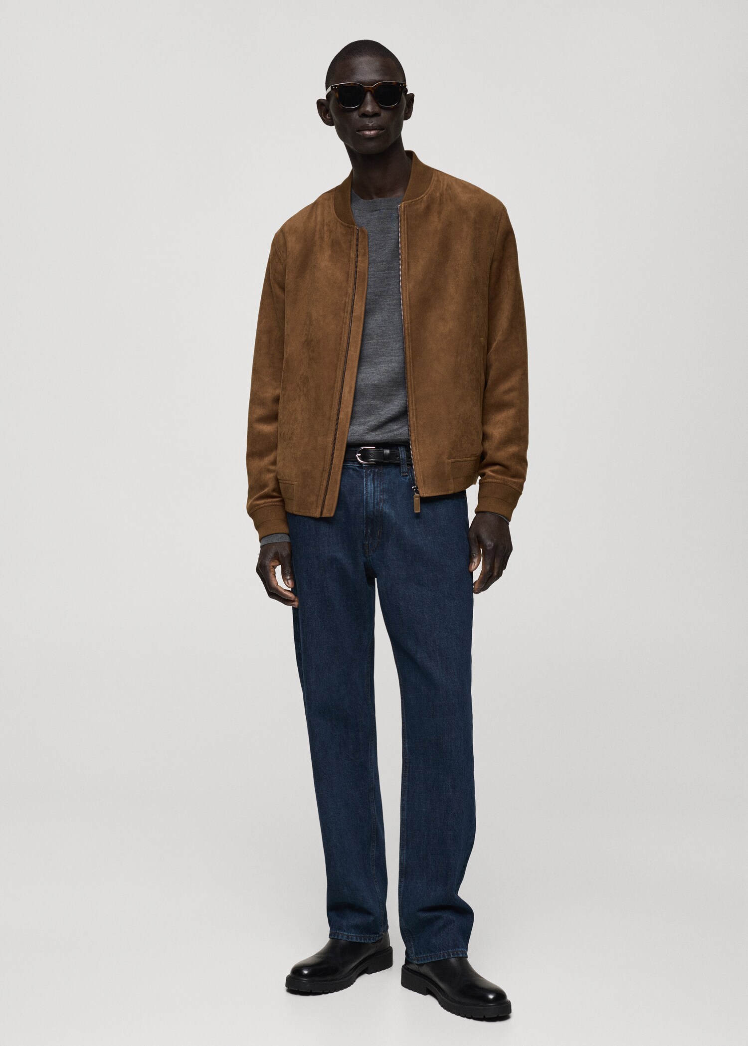 Suede-effect bomber jacket - General plane