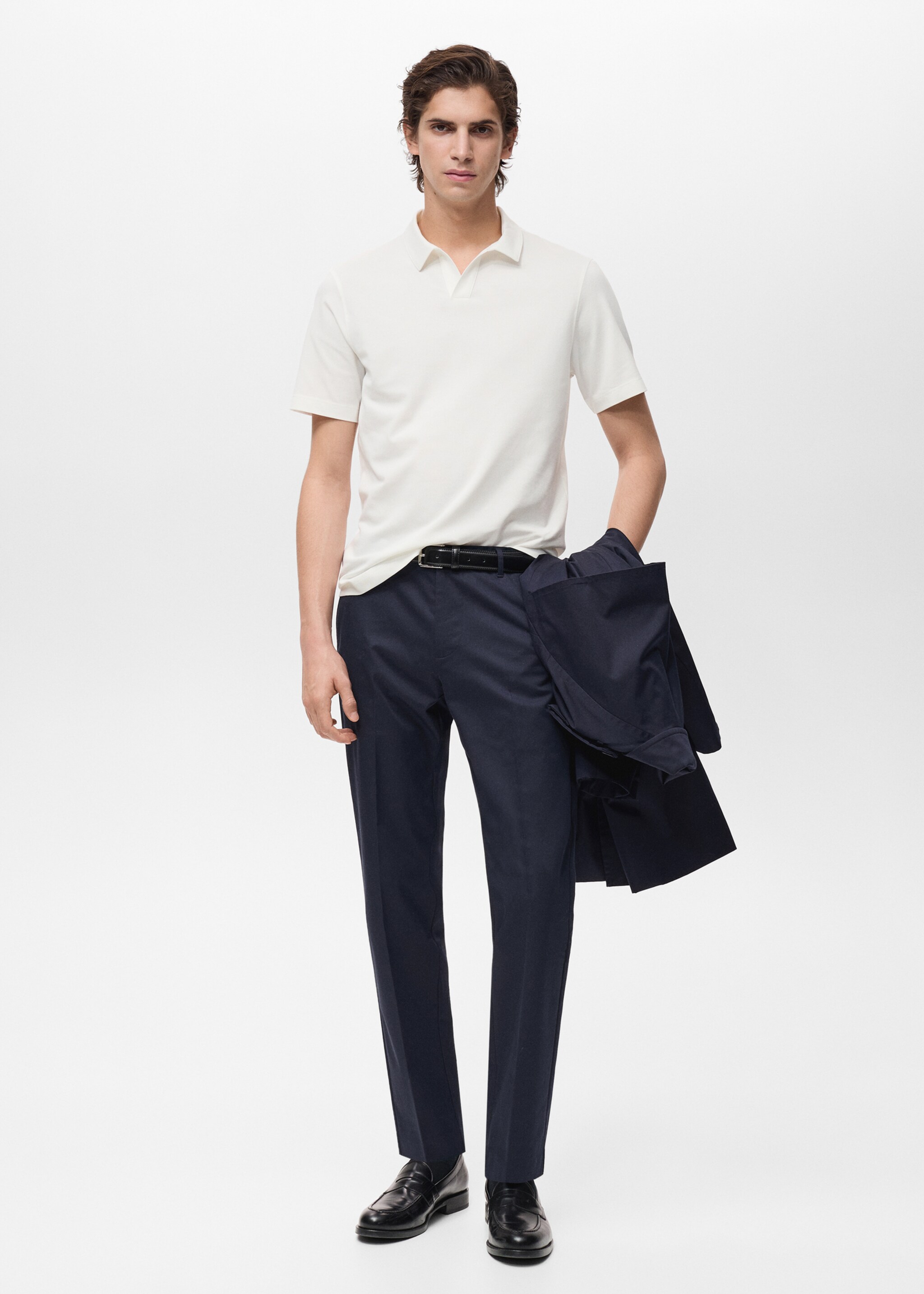 Slim-fit cotton-piqué polo shirt - General plane