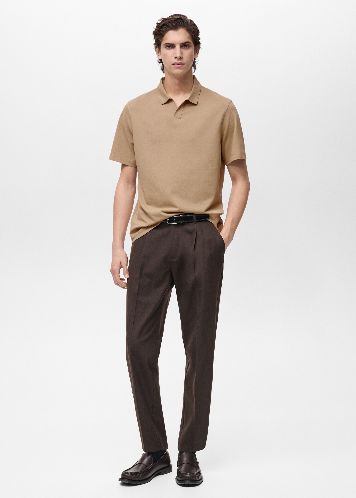 Slim-fit cotton-piqué polo shirt - General plane