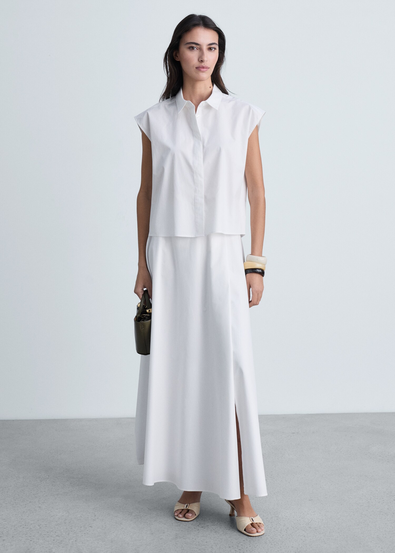 Mouwloze popeline blouse - Overzichtstekening