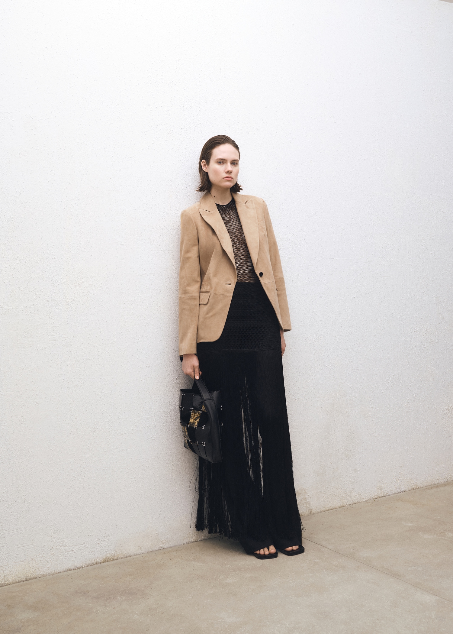 Fitted suede jacket - General plane