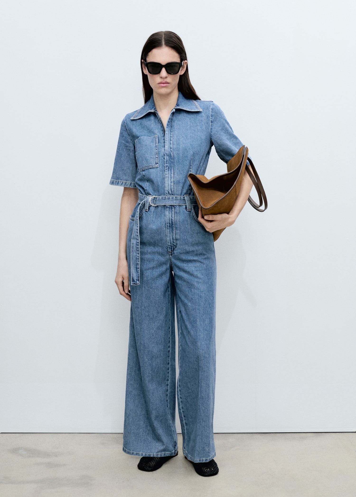 Kemerli denim tulum - Genel plan