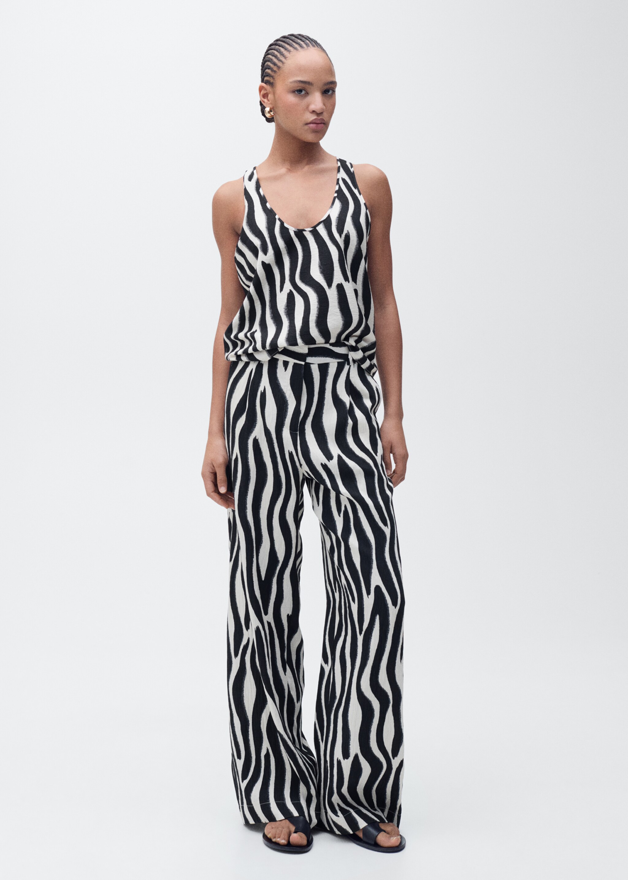 Zebra-print straight-fit trousers - General plane