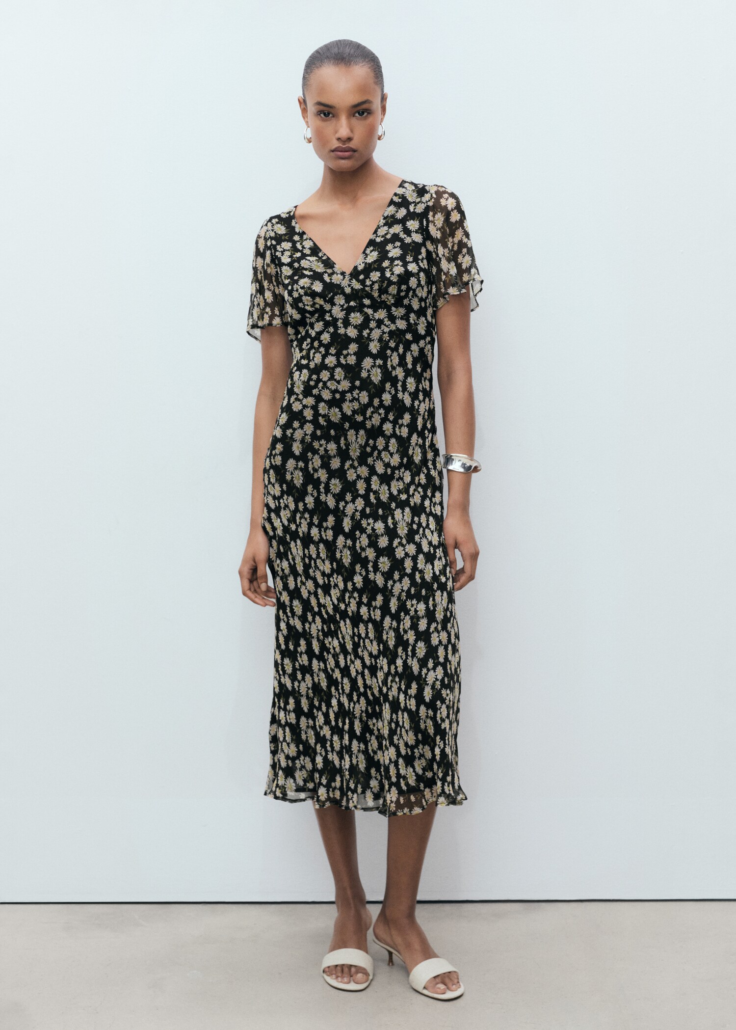 Floral-print straight-fit midi-dress - General plane