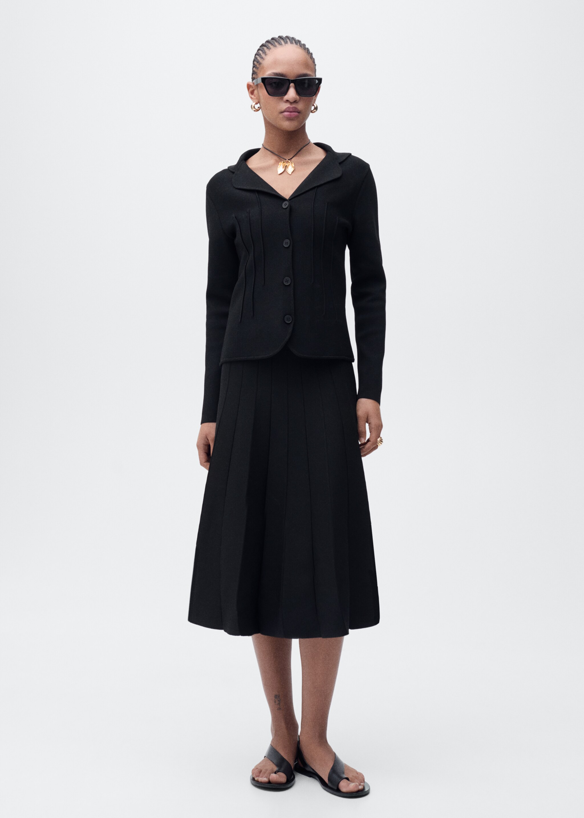 Knitted jacket with lapel collar - General plane