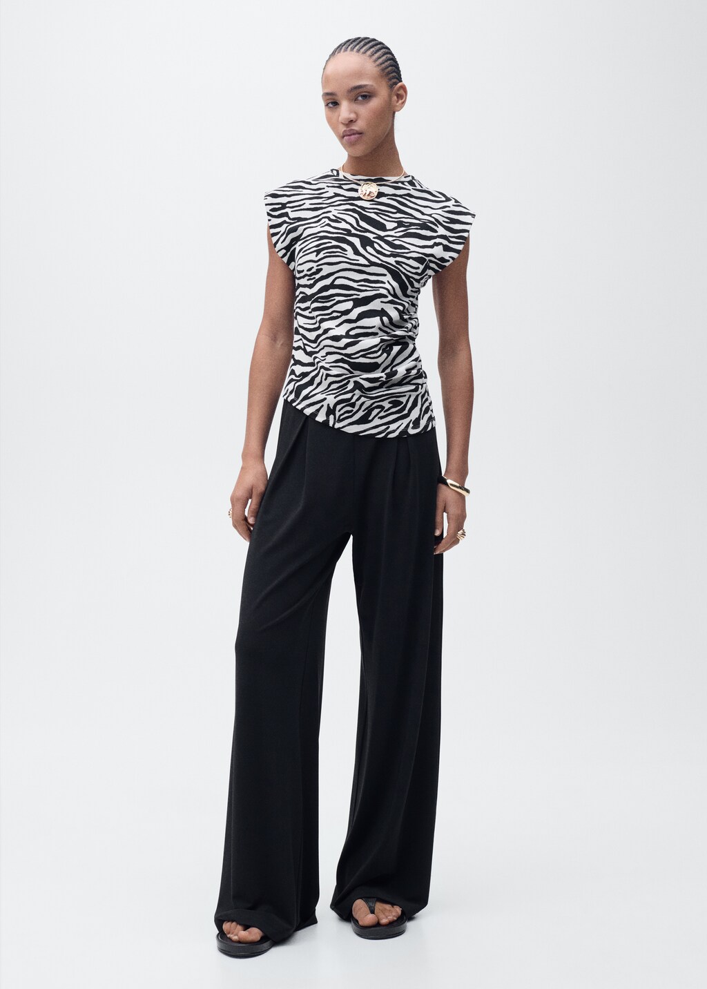 Draped sleeveless t-shirt - image 2