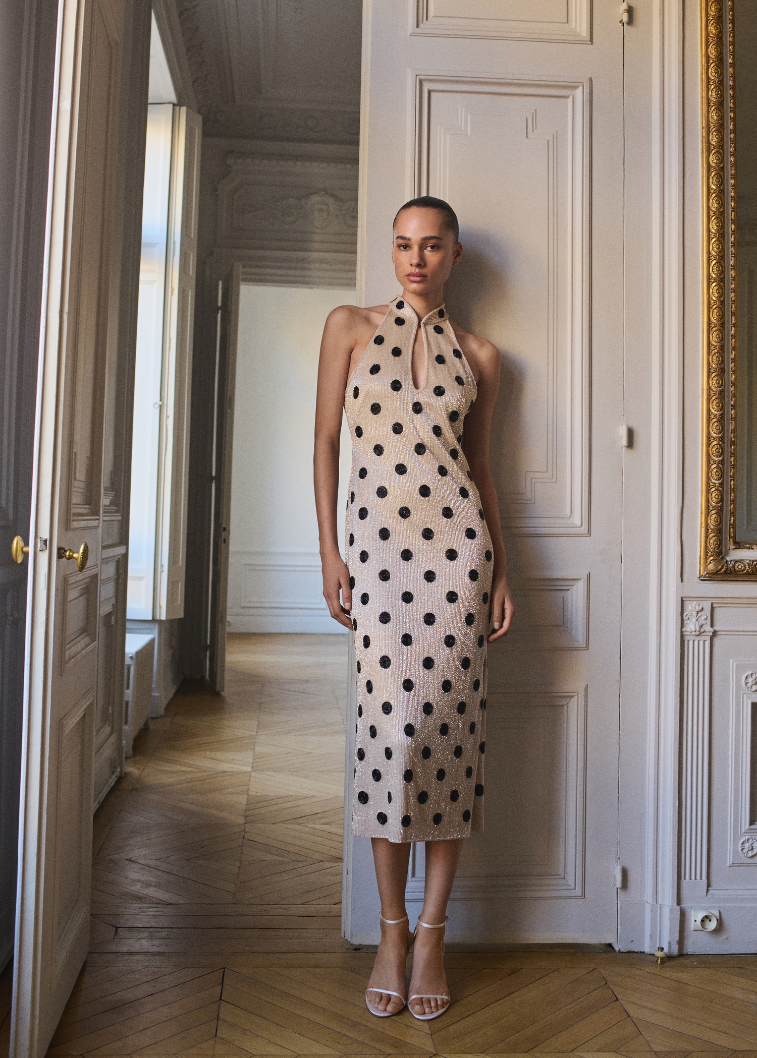 Rhinestone polka-dot halter dress - General plane