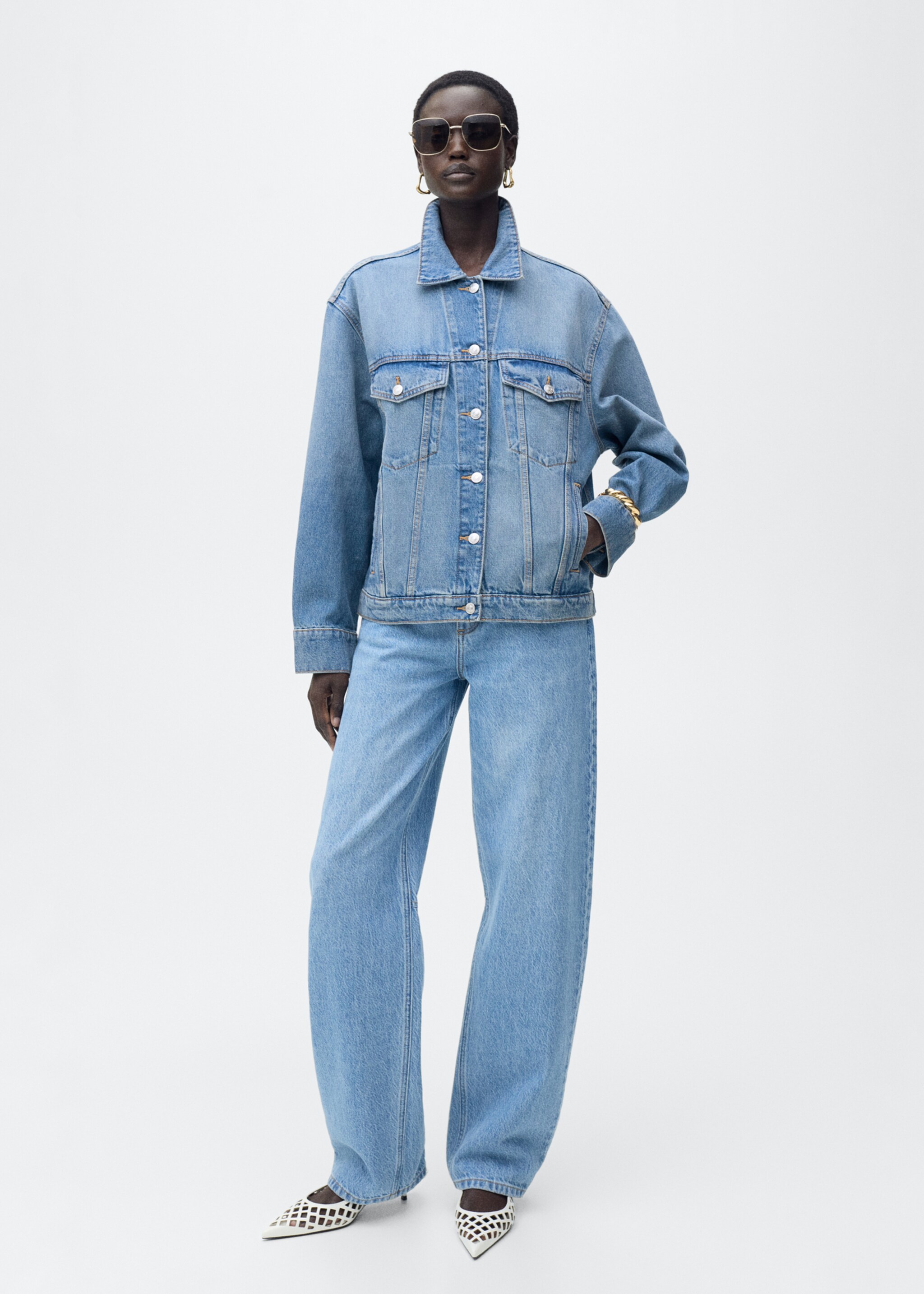 Oversize Jeansjacke Taschen - Allgemeine Ansicht